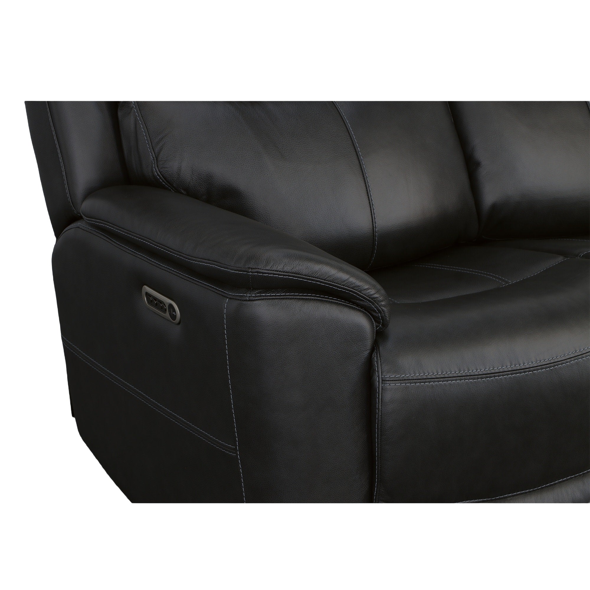 Crew Raven Leather Power Reclining Loveseat with Power Headrests & Lumbar