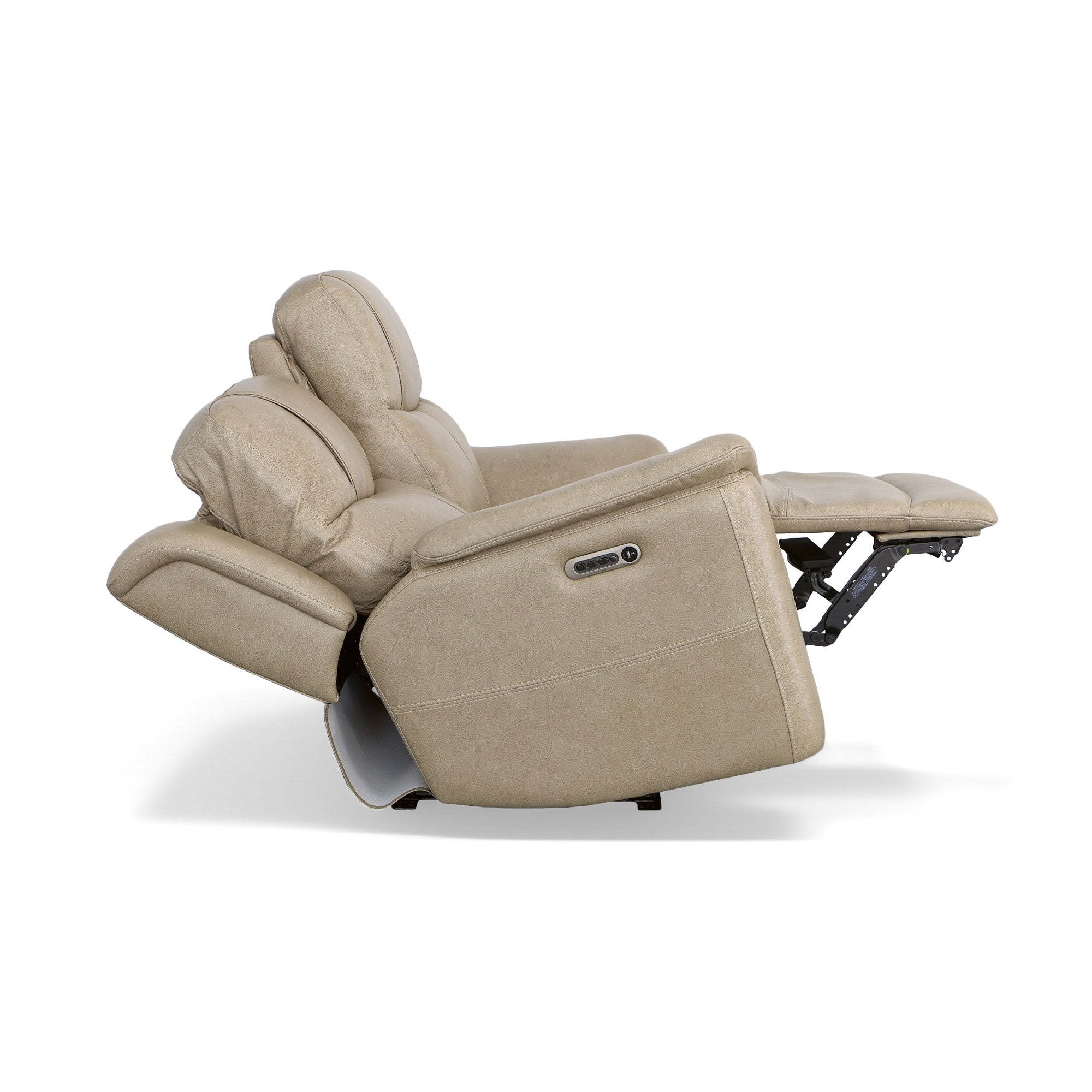 Crew Pebble Leather Power Reclining Loveseat with Power Headrests & Lumbar