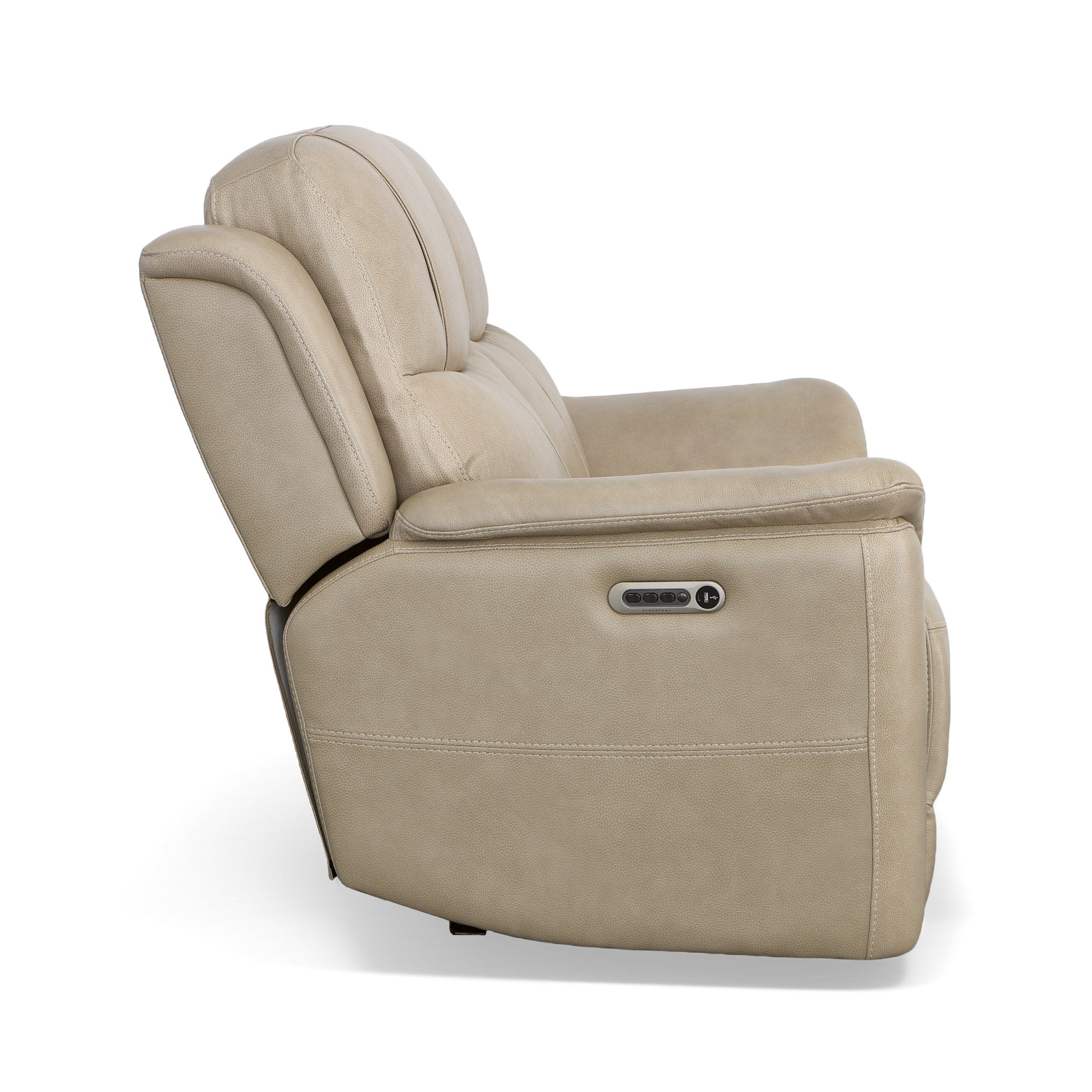 Crew Pebble Leather Power Reclining Loveseat with Power Headrests & Lumbar