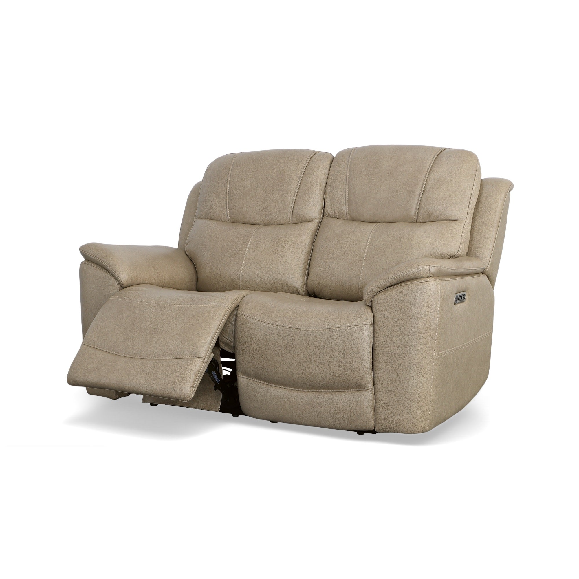 Crew Pebble Leather Power Reclining Loveseat with Power Headrests & Lumbar