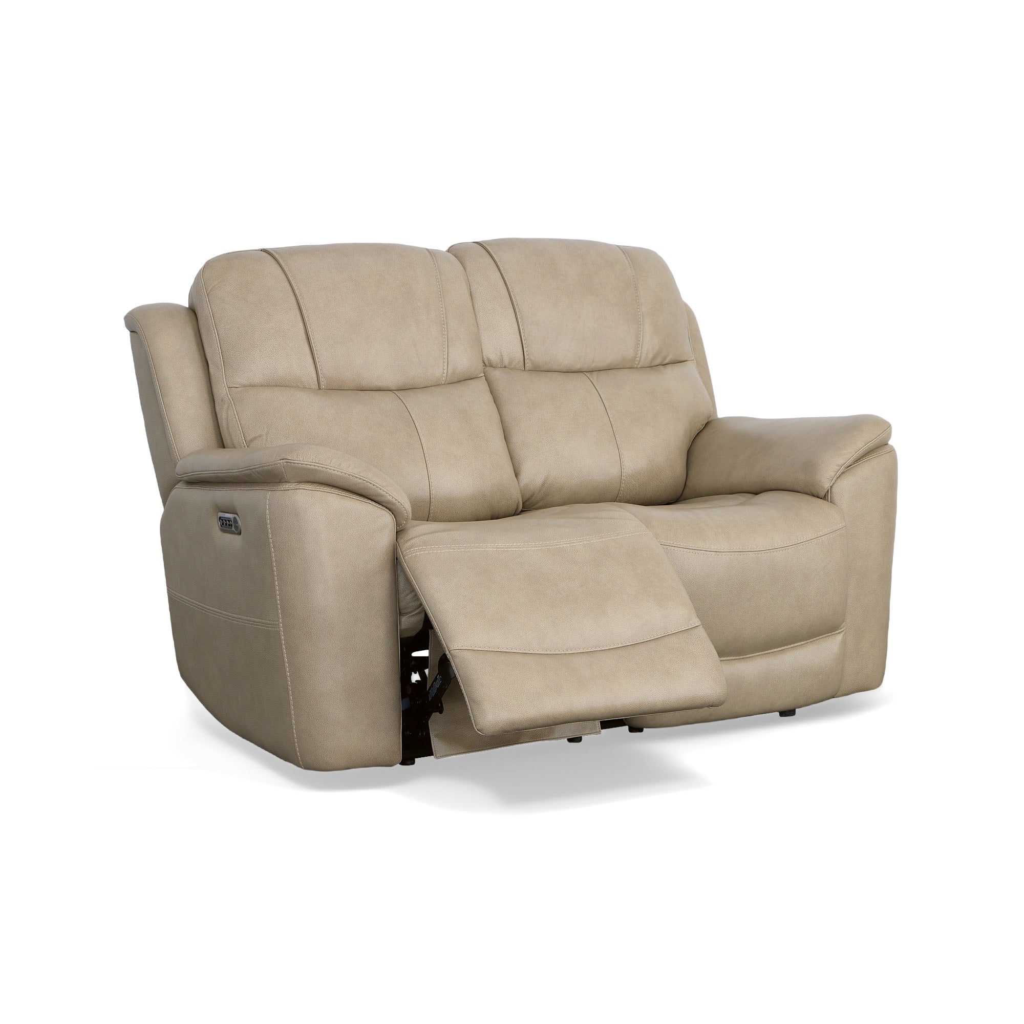 Crew Pebble Leather Power Reclining Loveseat with Power Headrests & Lumbar