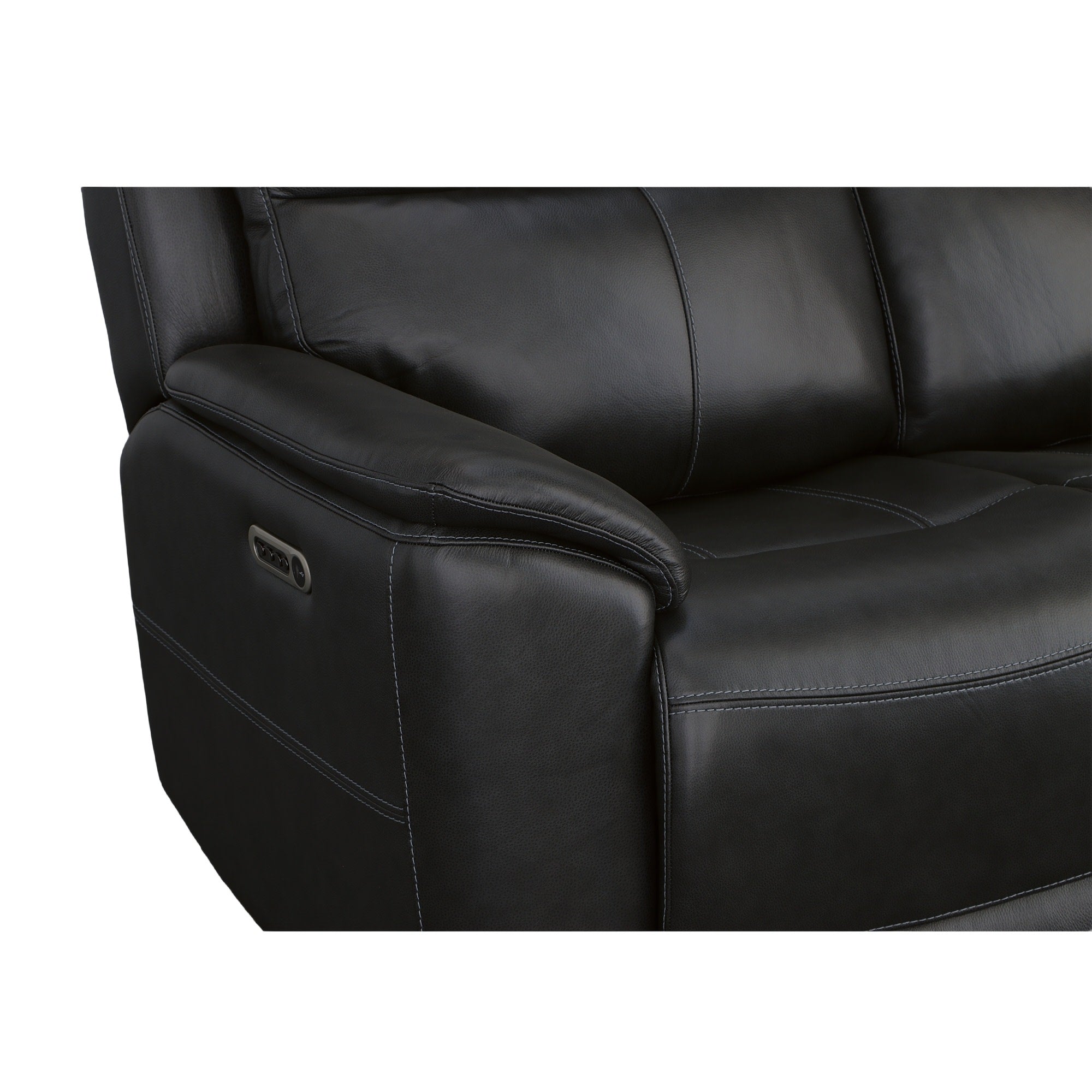 Crew Raven Leather Power Reclining Sofa with Power Headrests & Lumbar