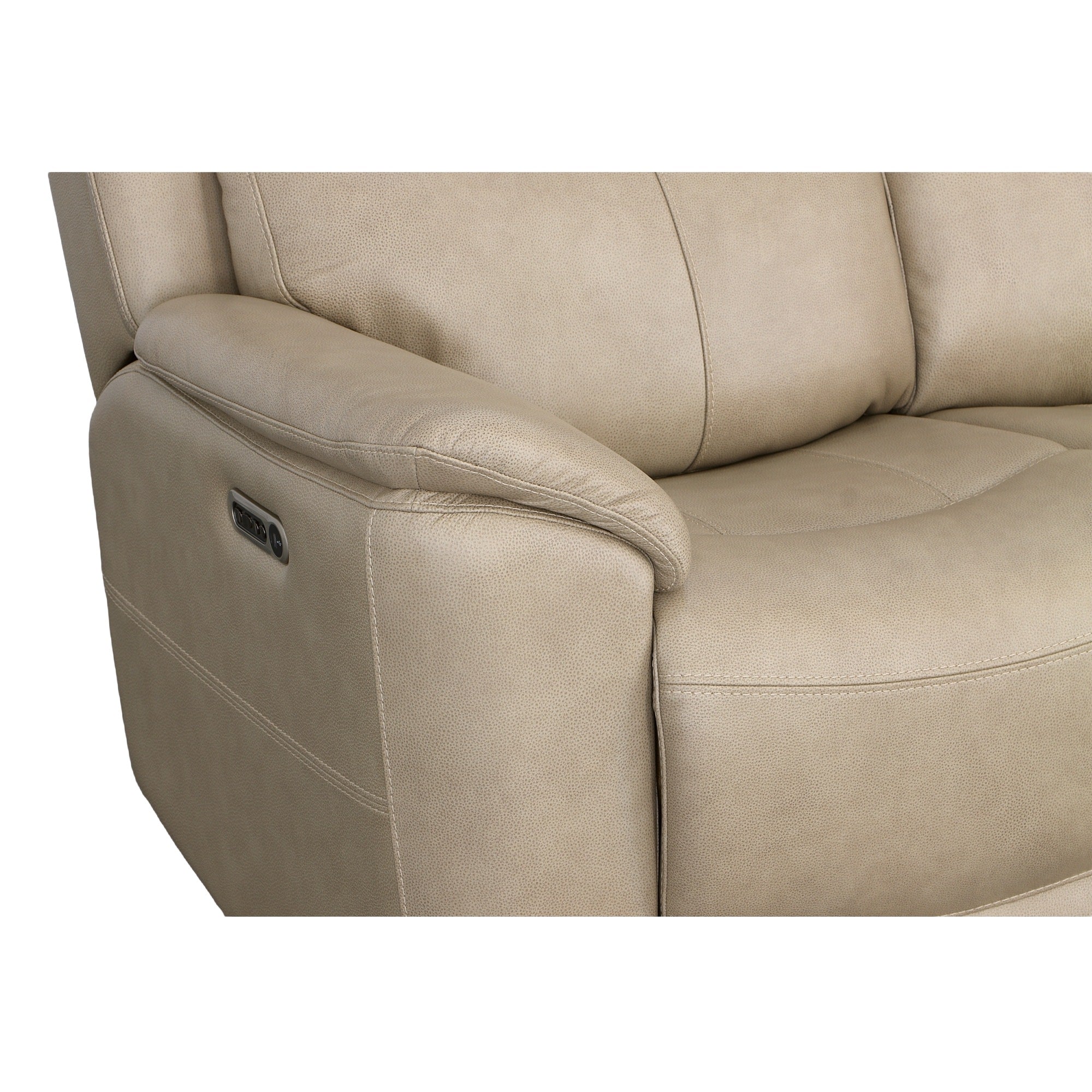 Crew Pebble Leather Power Reclining Sofa with Power Headrests & Lumbar