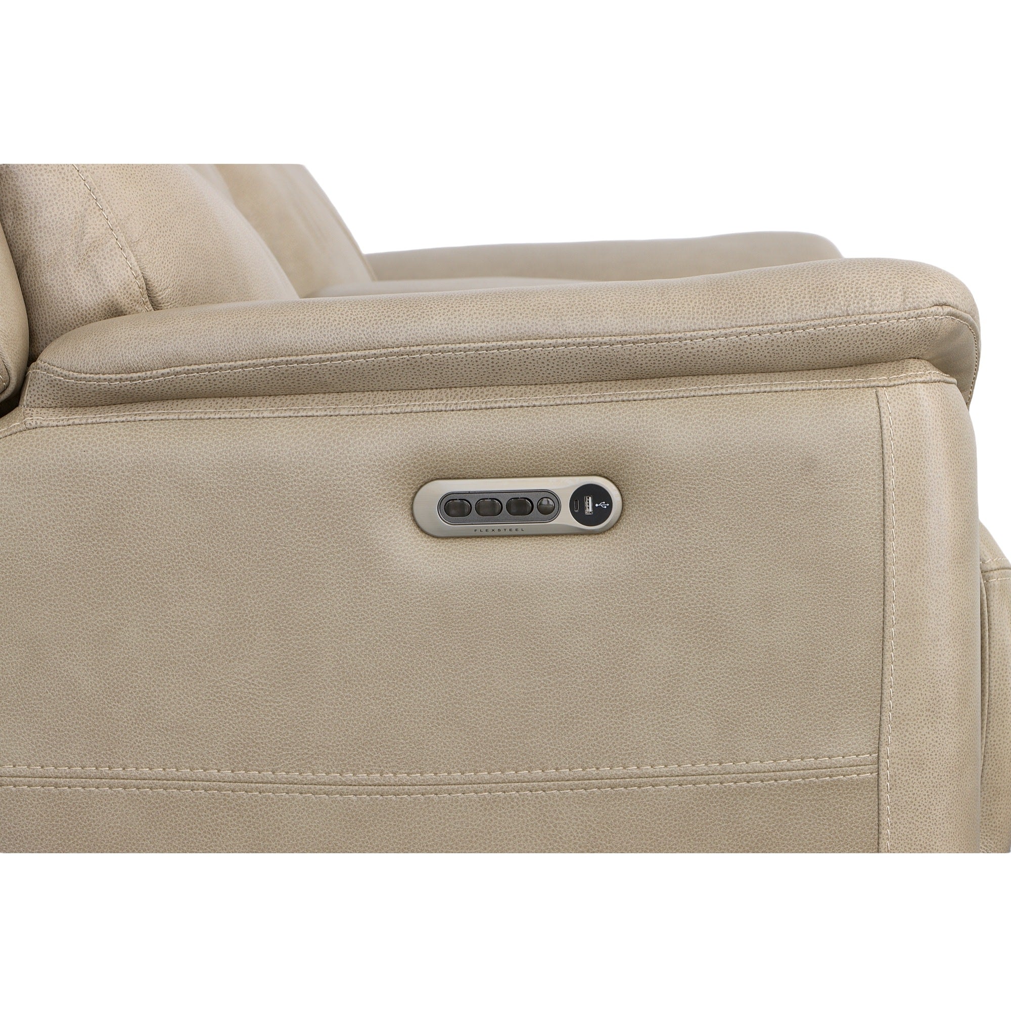 Crew Pebble Leather Power Reclining Loveseat with Console, Power Headrests & Lumbar