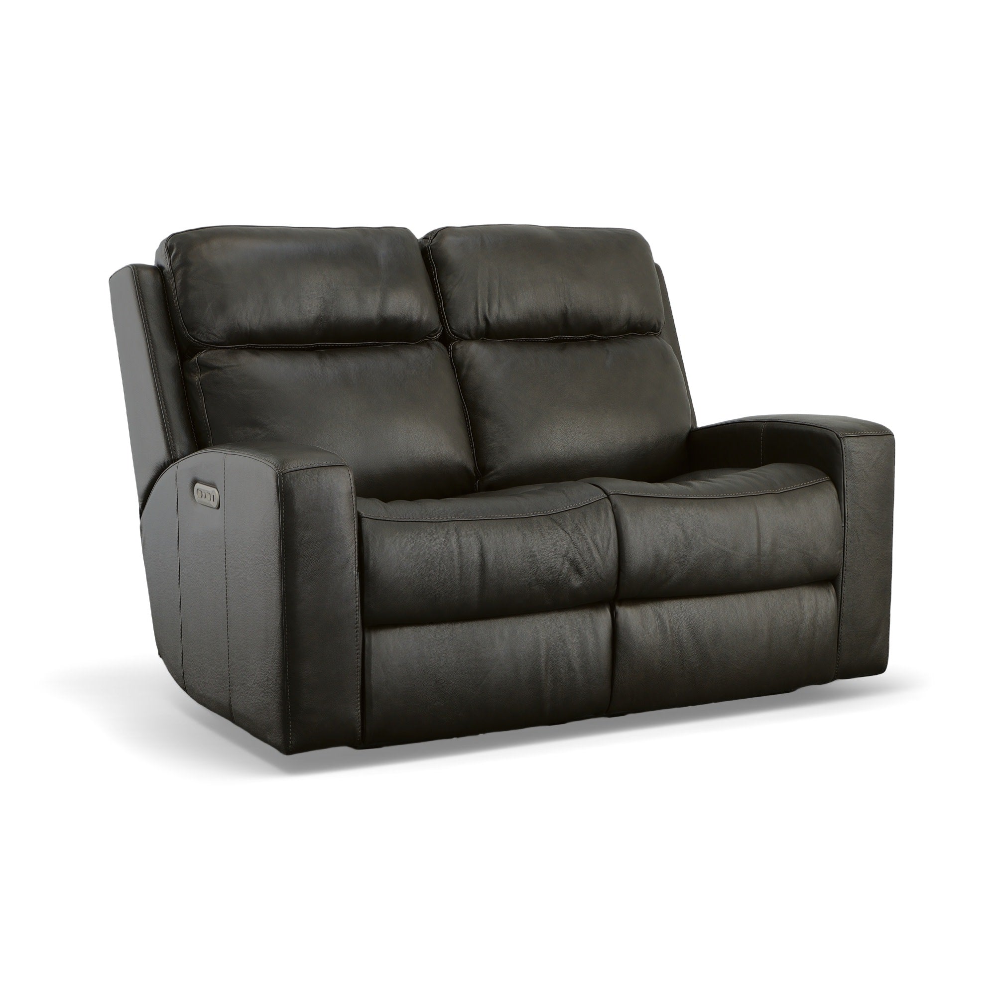 Cody Shadow Leather Power Reclining Loveseat with Power Headrests