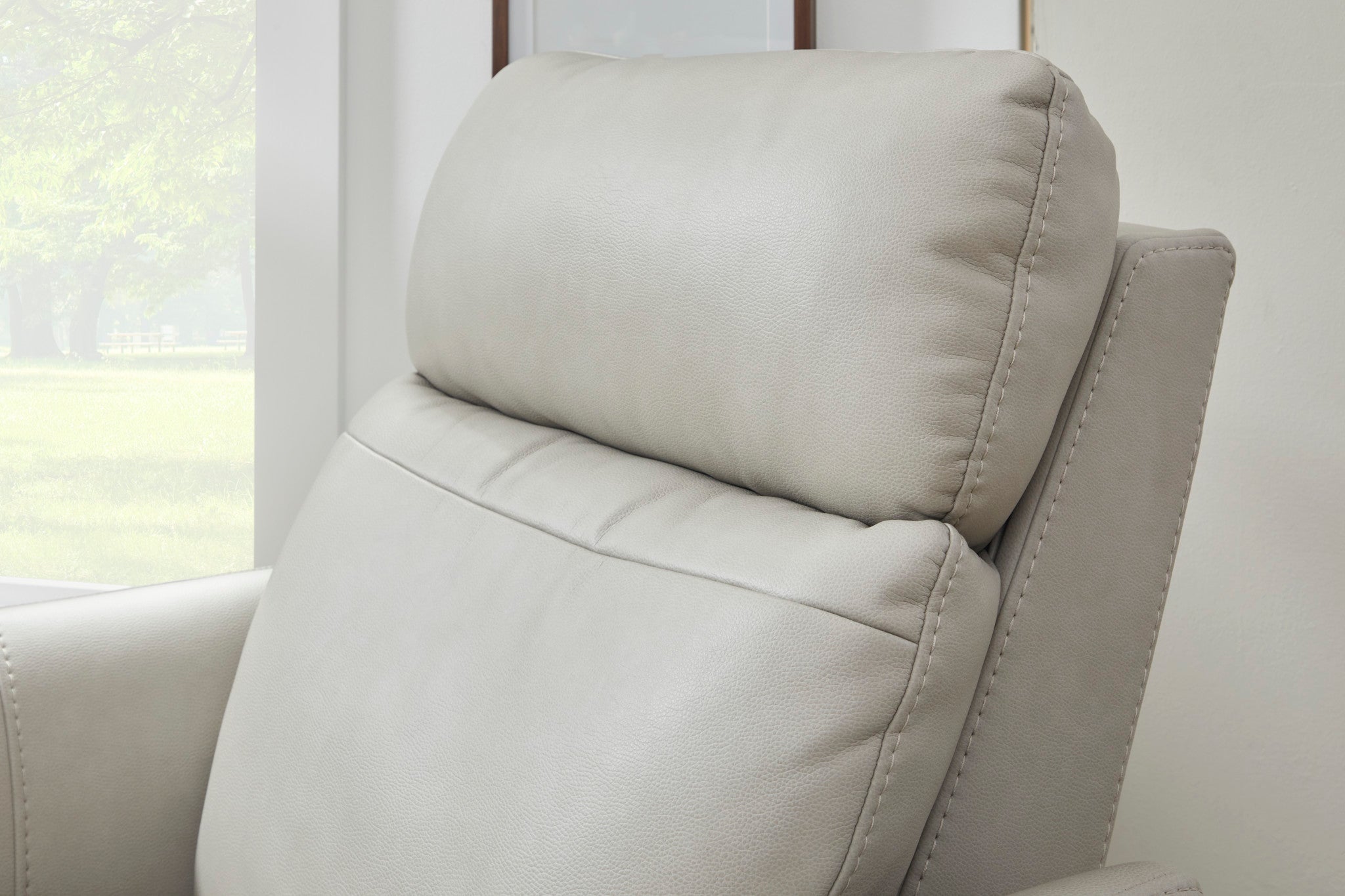 Artemis Dove Fabric Power Rocking Recliner with Power Headrest, Lumbar, Heat & Massage