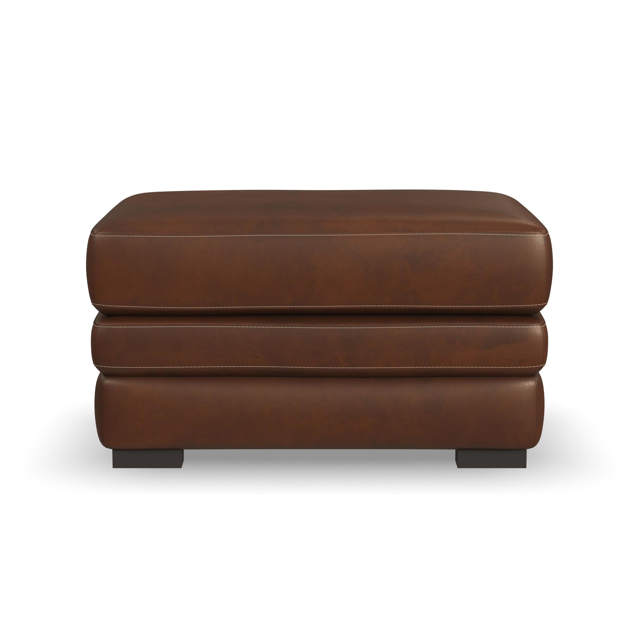 David Pecan Leather Ottoman