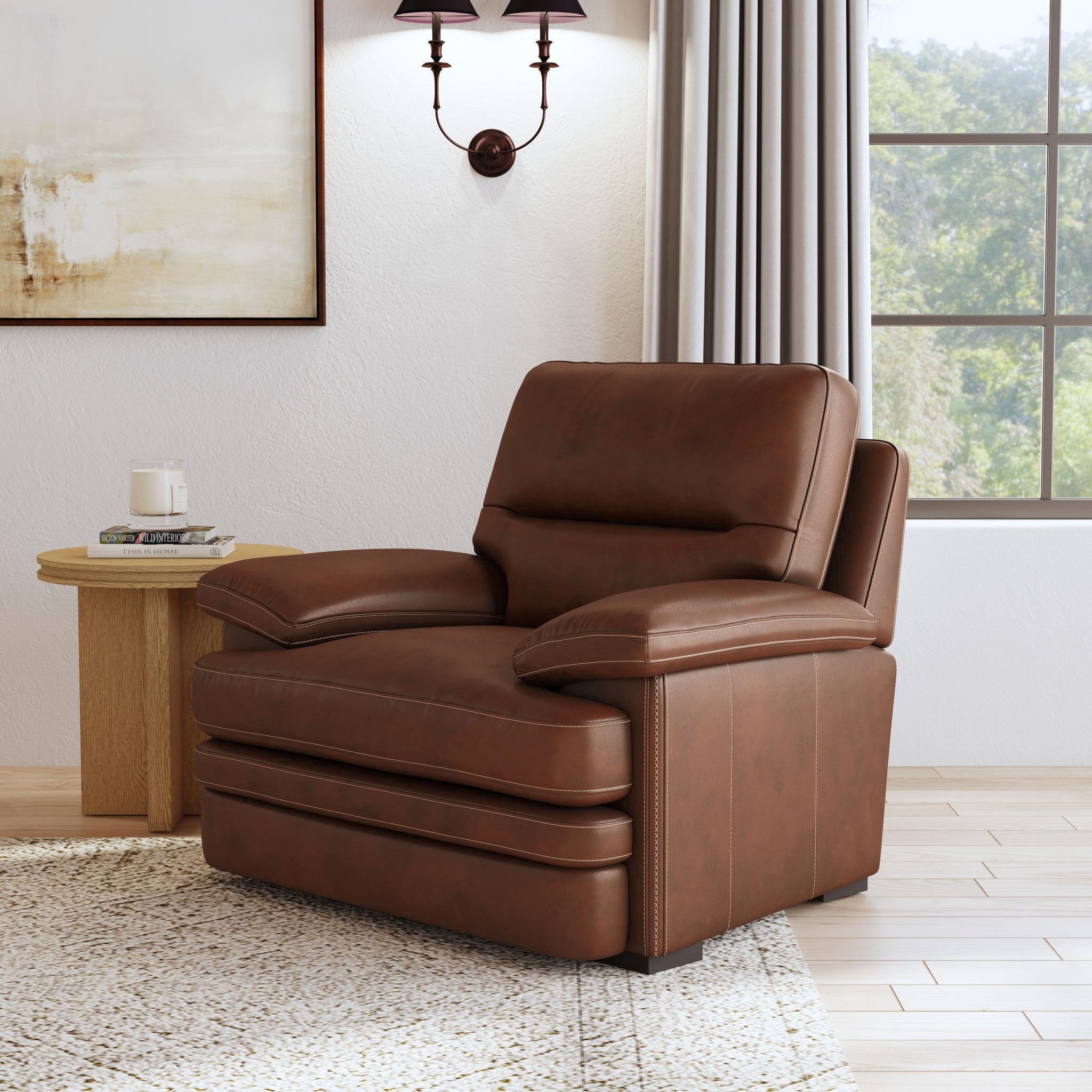 David Pecan Leather Chair