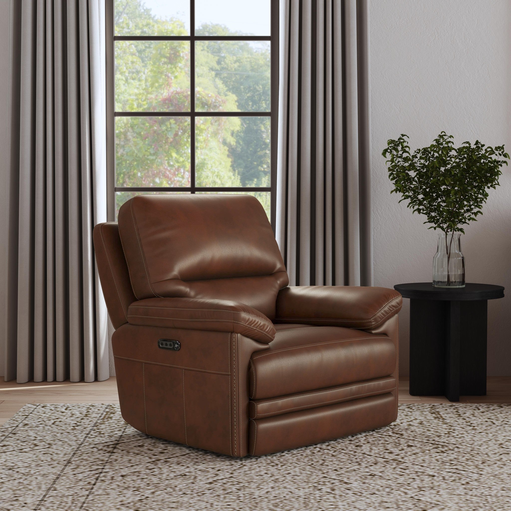 David Giotto Leather Power Gliding Recliner with Power Headrest & Lumbar