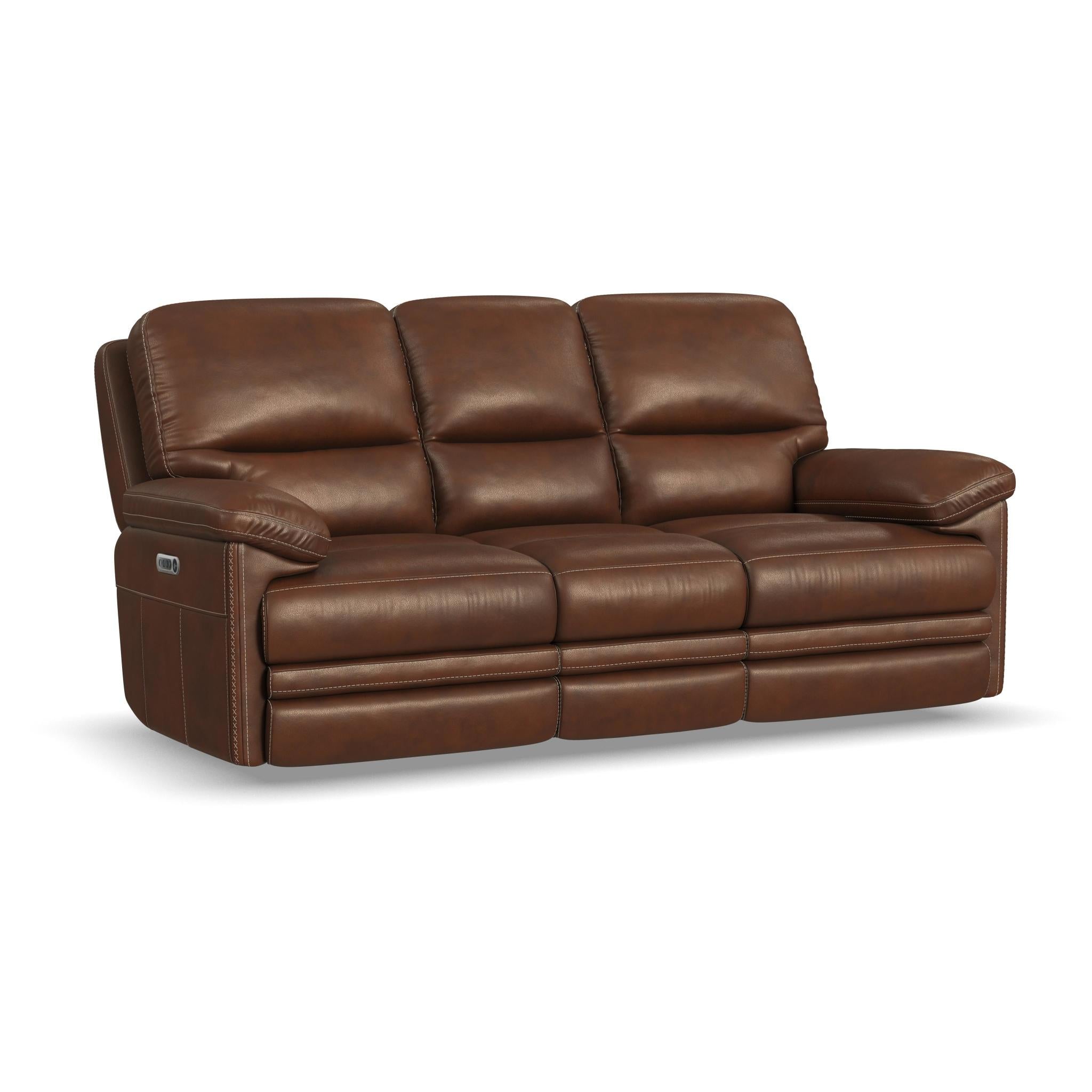 David Giotto Leather Power Reclining Sofa with Power Headrests & Lumbar