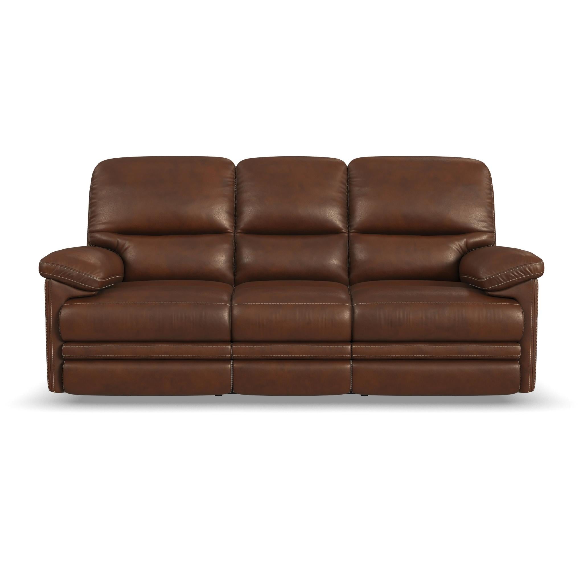 David Giotto Leather Power Reclining Sofa with Power Headrests & Lumbar