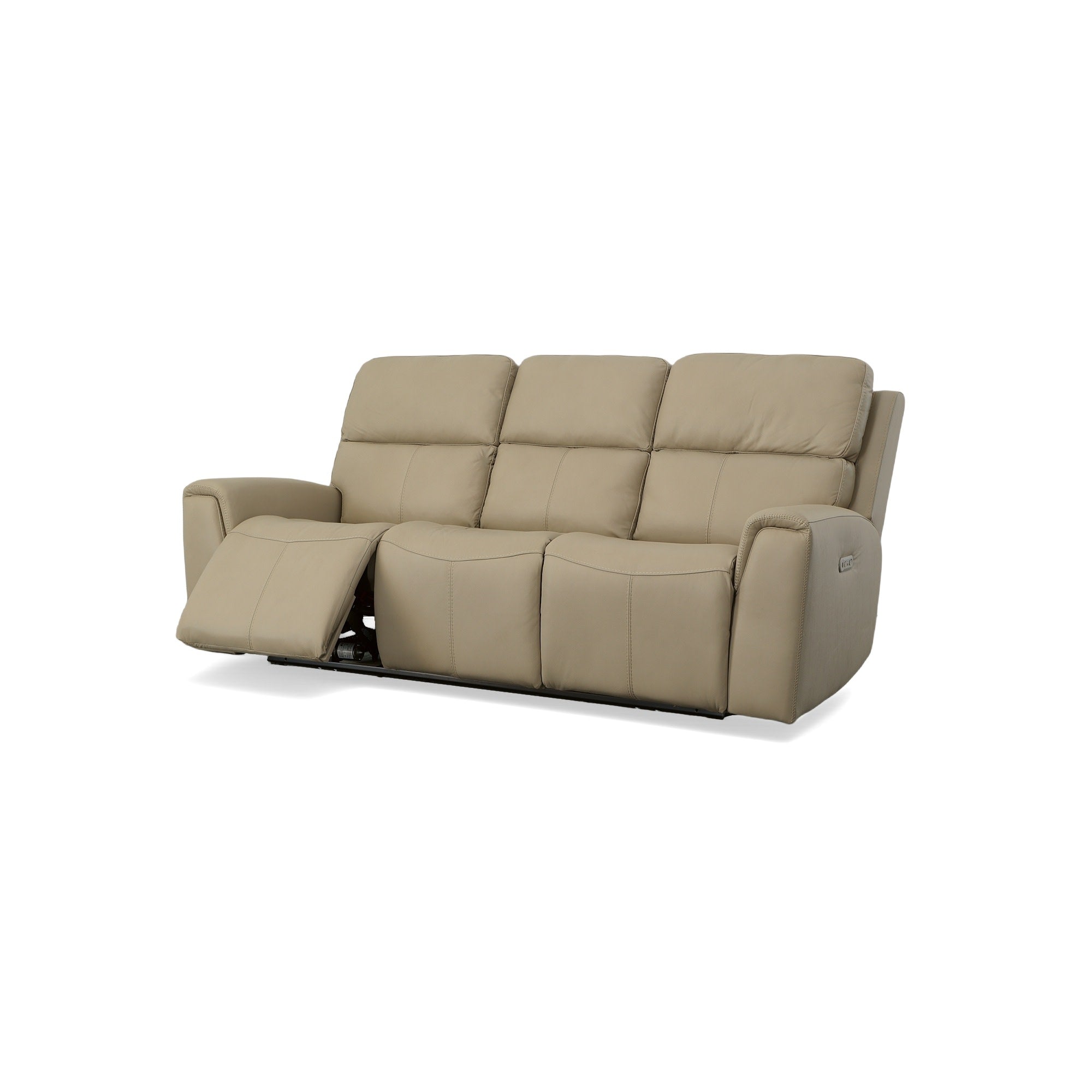 Jarvis Parchment Leather Power Reclining Sofa with Power Headrests