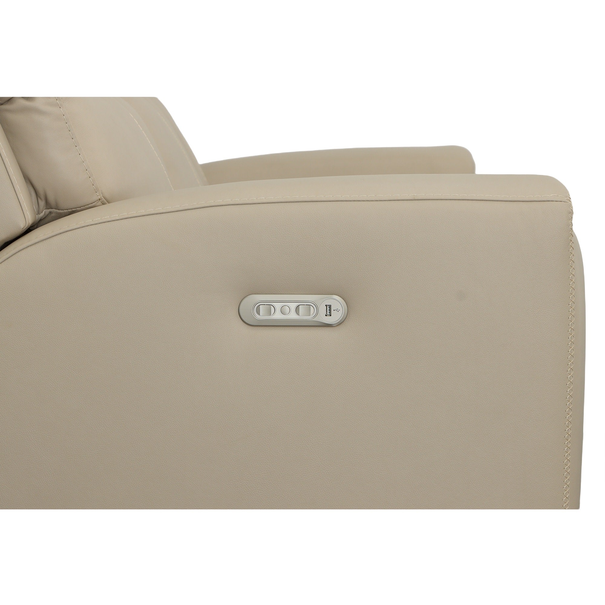 Jarvis Parchment Leather Power Reclining Sofa with Power Headrests