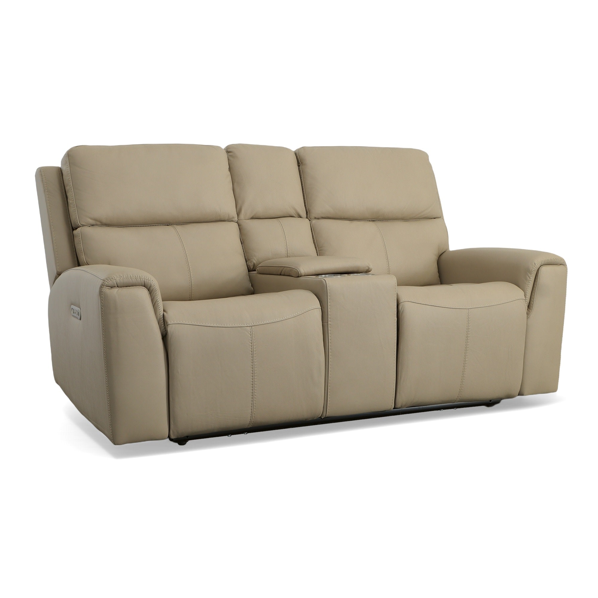 Jarvis Parchment Leather Power Reclining Loveseat with Console & Power Headrests