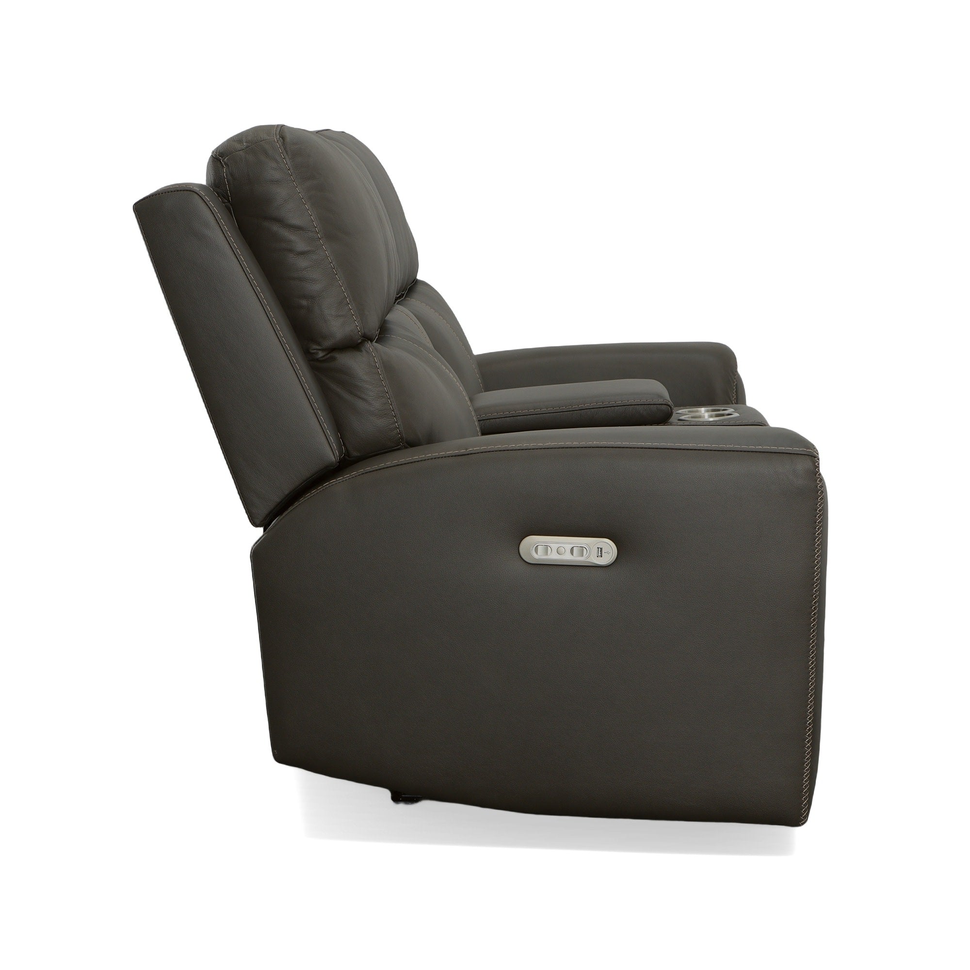 Jarvis Mica Leather Power Reclining Loveseat with Console & Power Headrests