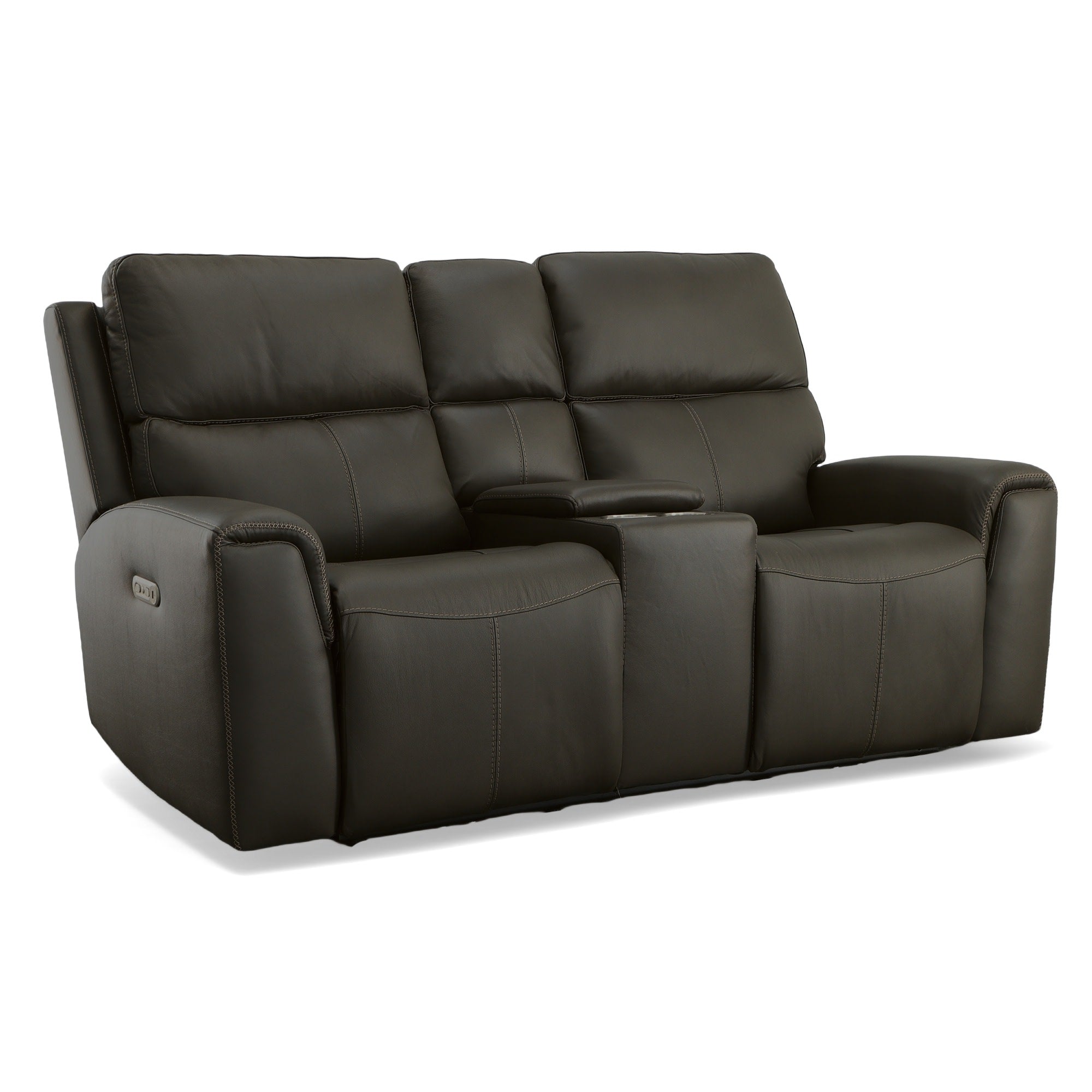 Jarvis Mica Leather Power Reclining Loveseat with Console & Power Headrests