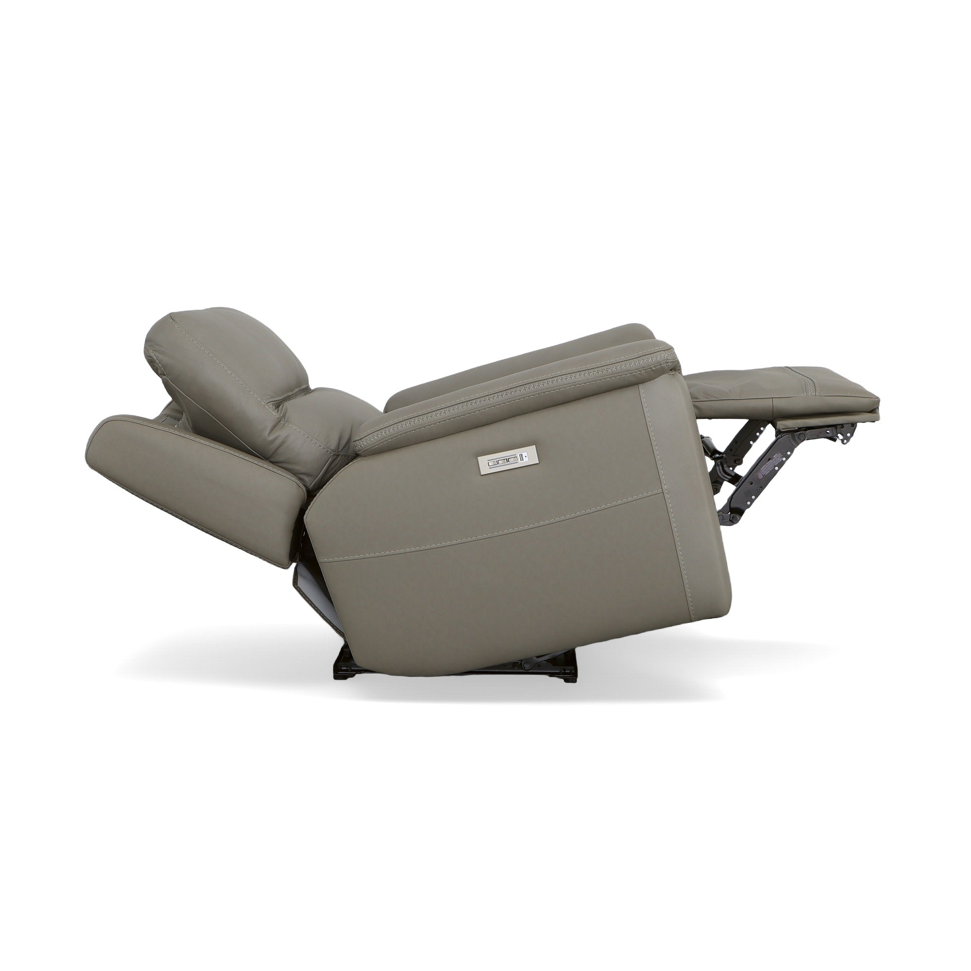 Sawyer Grey Leather Power Recliner with Power Headrest & Lumbar