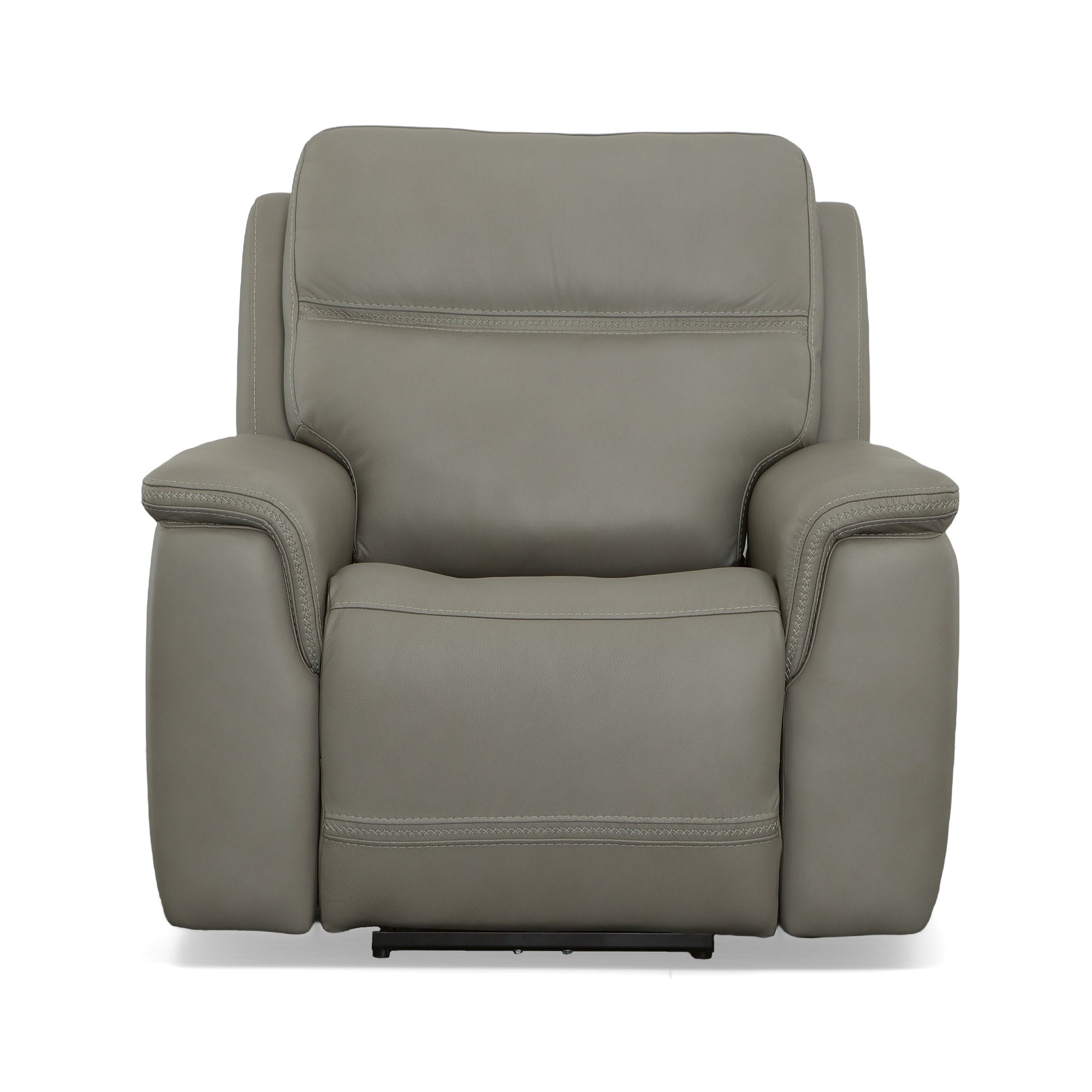 Sawyer Grey Leather Power Recliner with Power Headrest & Lumbar