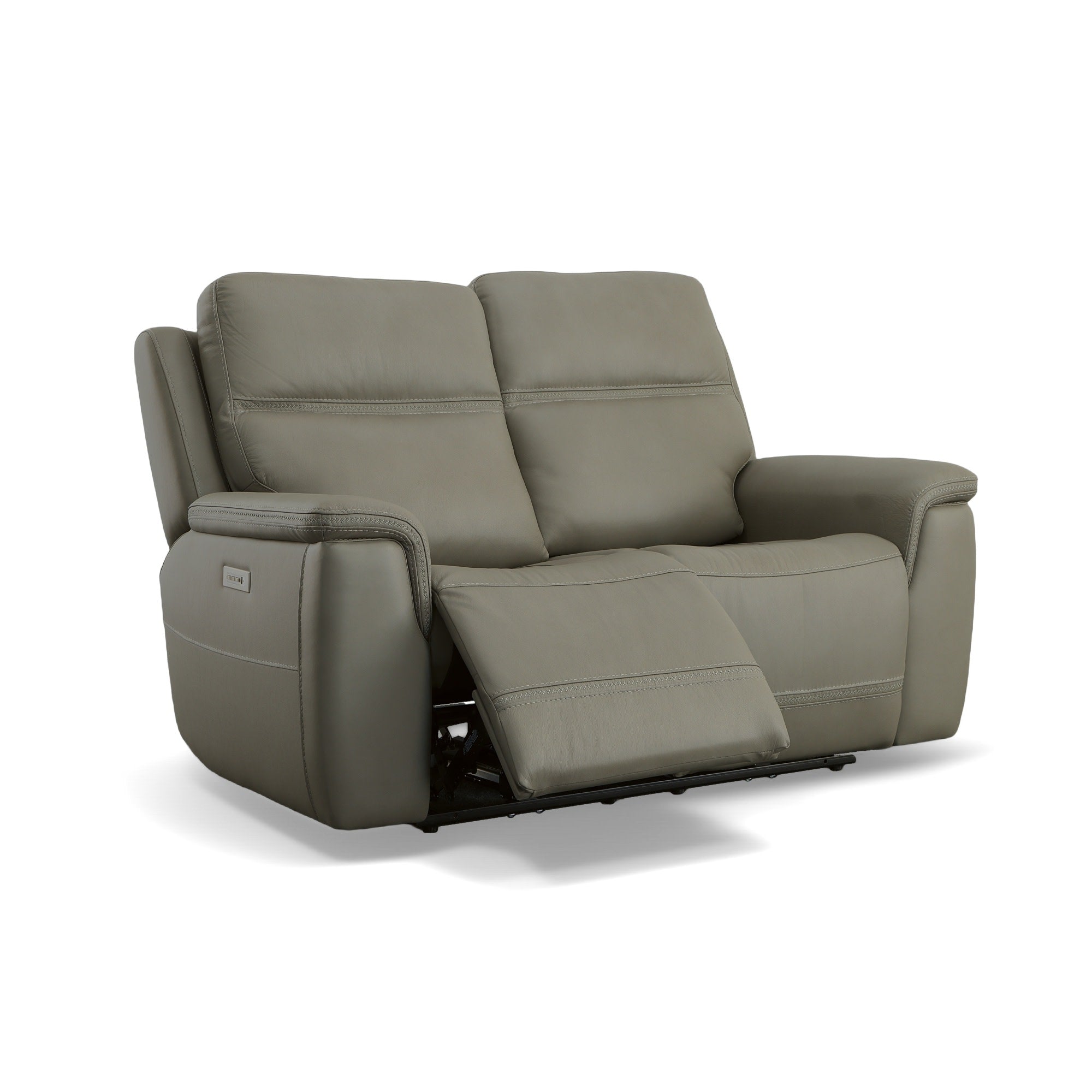 Sawyer Grey Leather Power Reclining Loveseat w/ Pwr Headrests, Lumbar