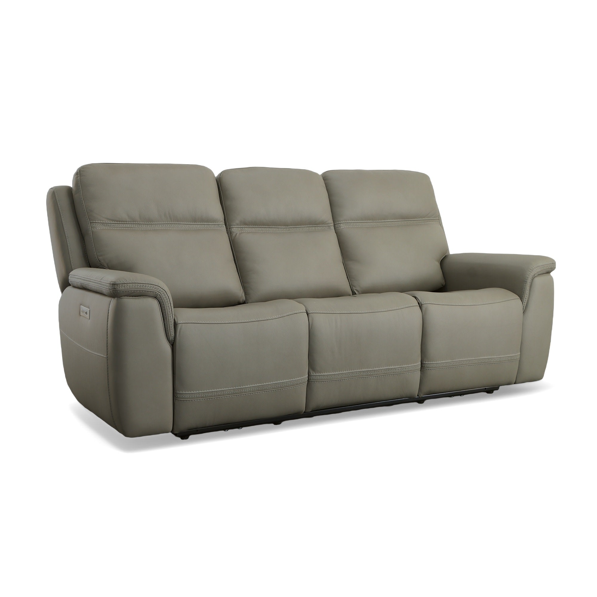 Sawyer Grey Leather Power Reclining Sofa with Power Headrests & Lumbar