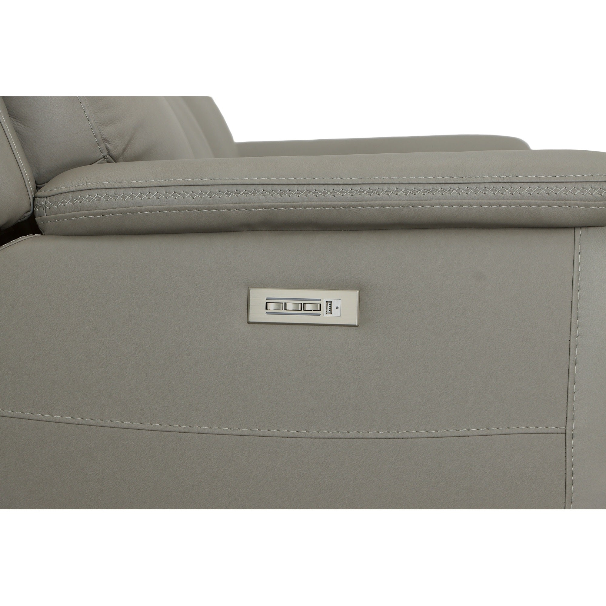 Sawyer Grey Leather Power Reclining Sofa with Power Headrests & Lumbar