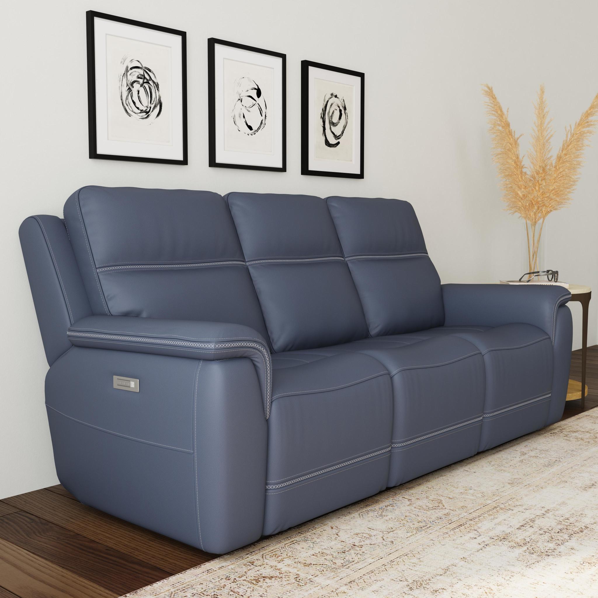 Sawyer Marine Leather Power Reclining Sofa with Power Headrests & Lumbar