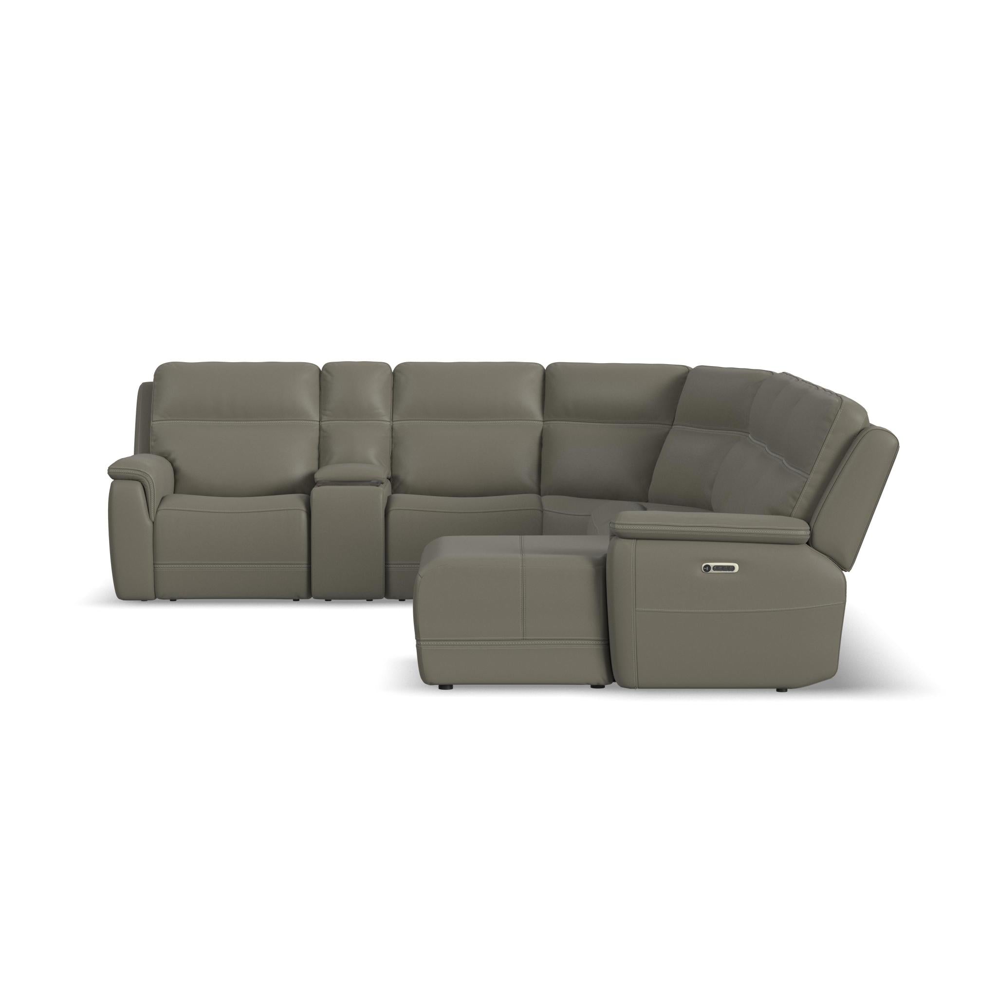 Sawyer Leather Power Reclining Sectional with Power Headrests & Lumbar