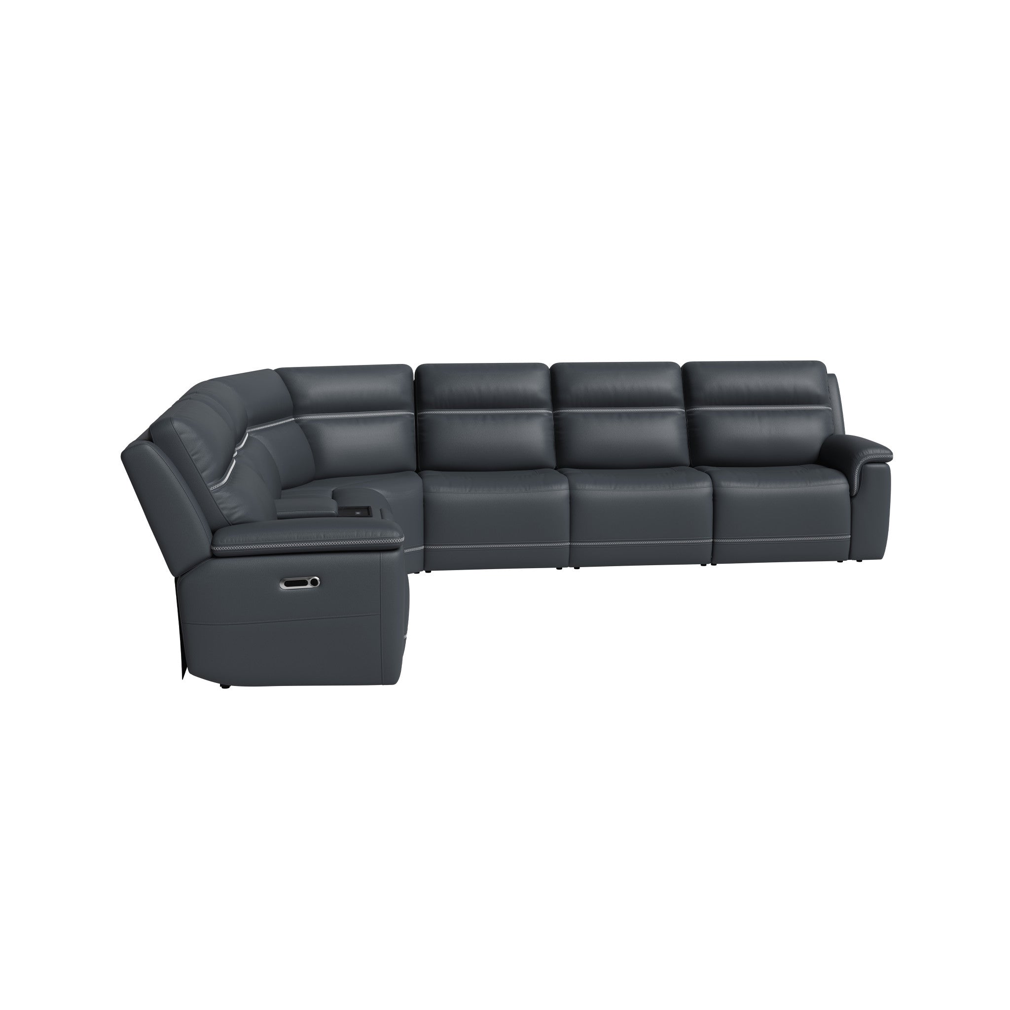 Sawyer Leather Power Reclining Sectional with Power Headrests & Lumbar