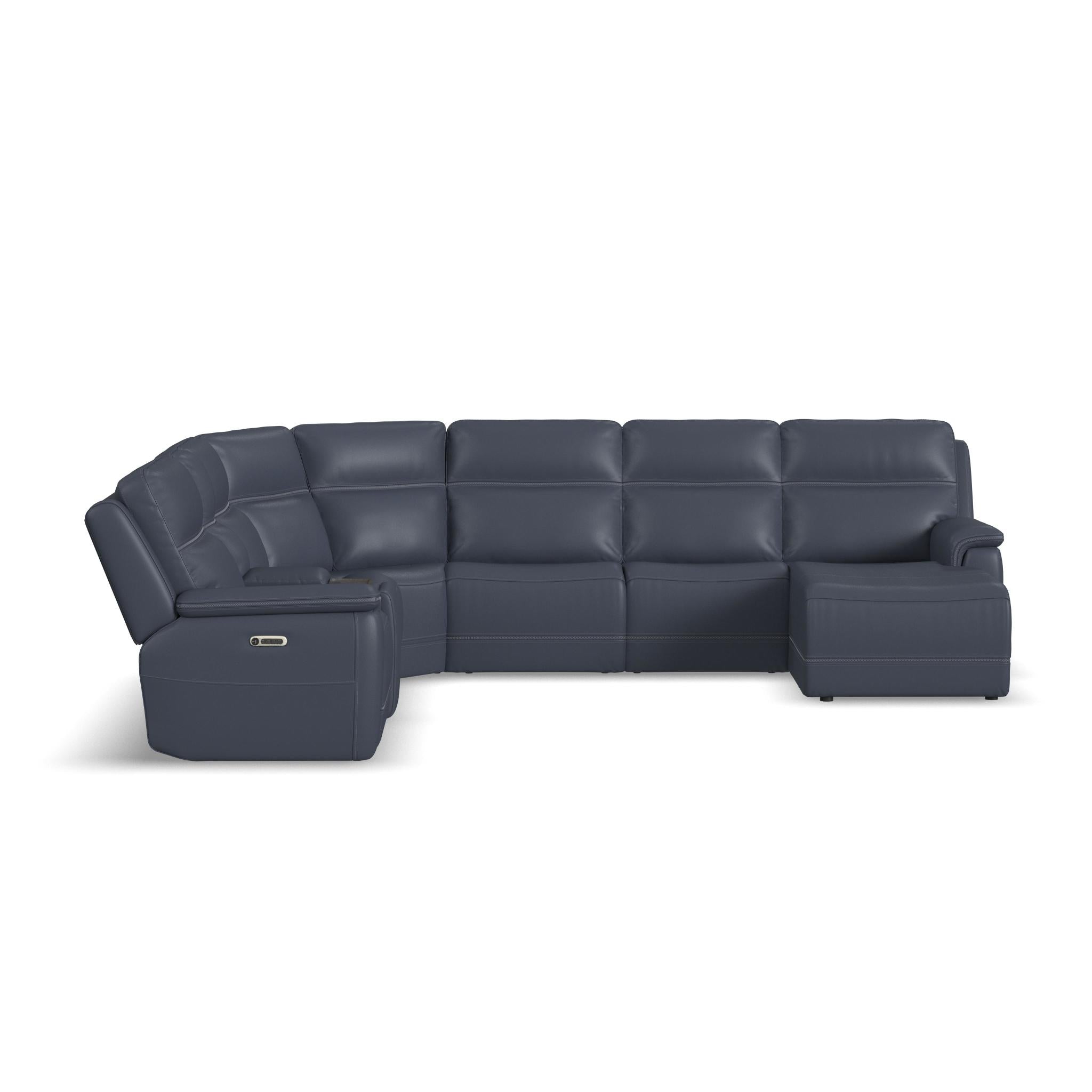 Sawyer Leather Power Reclining Sectional with Power Headrests & Lumbar