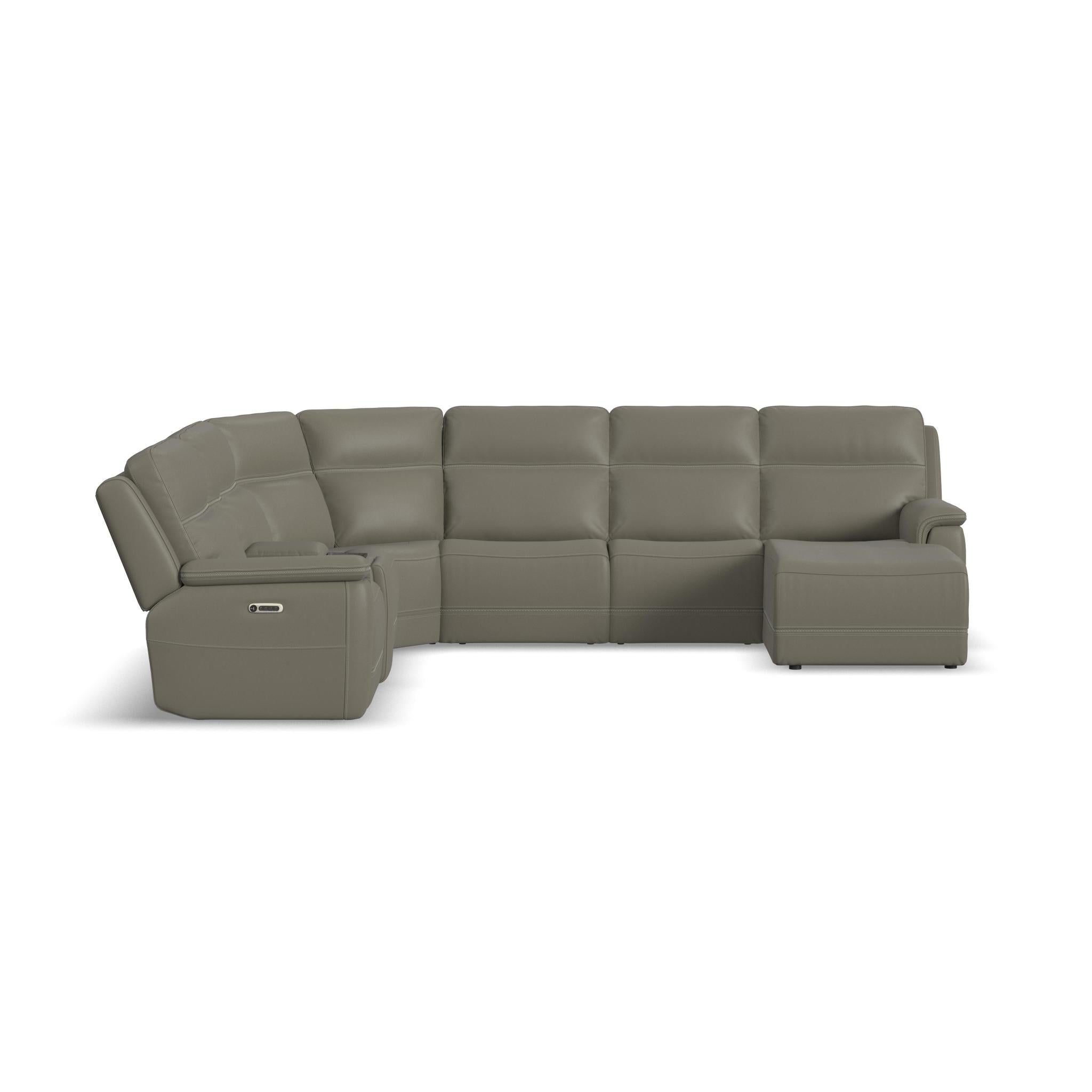 Sawyer Leather Power Reclining Sectional with Power Headrests & Lumbar