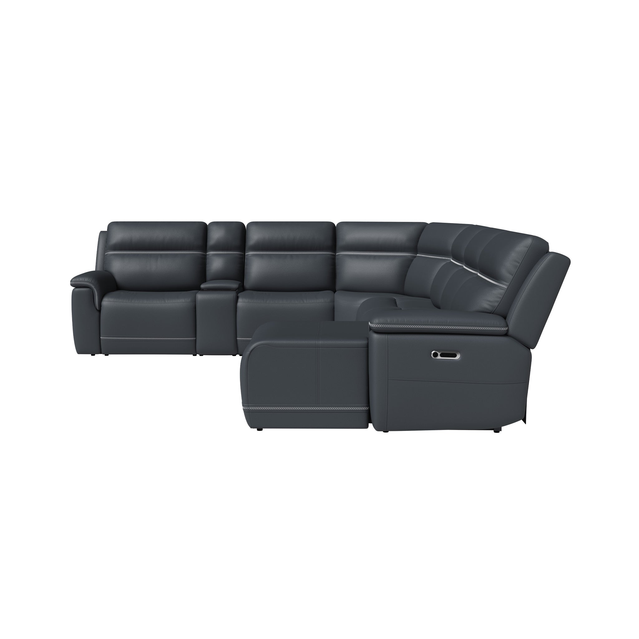 Sawyer Leather Power Reclining Sectional with Power Headrests & Lumbar