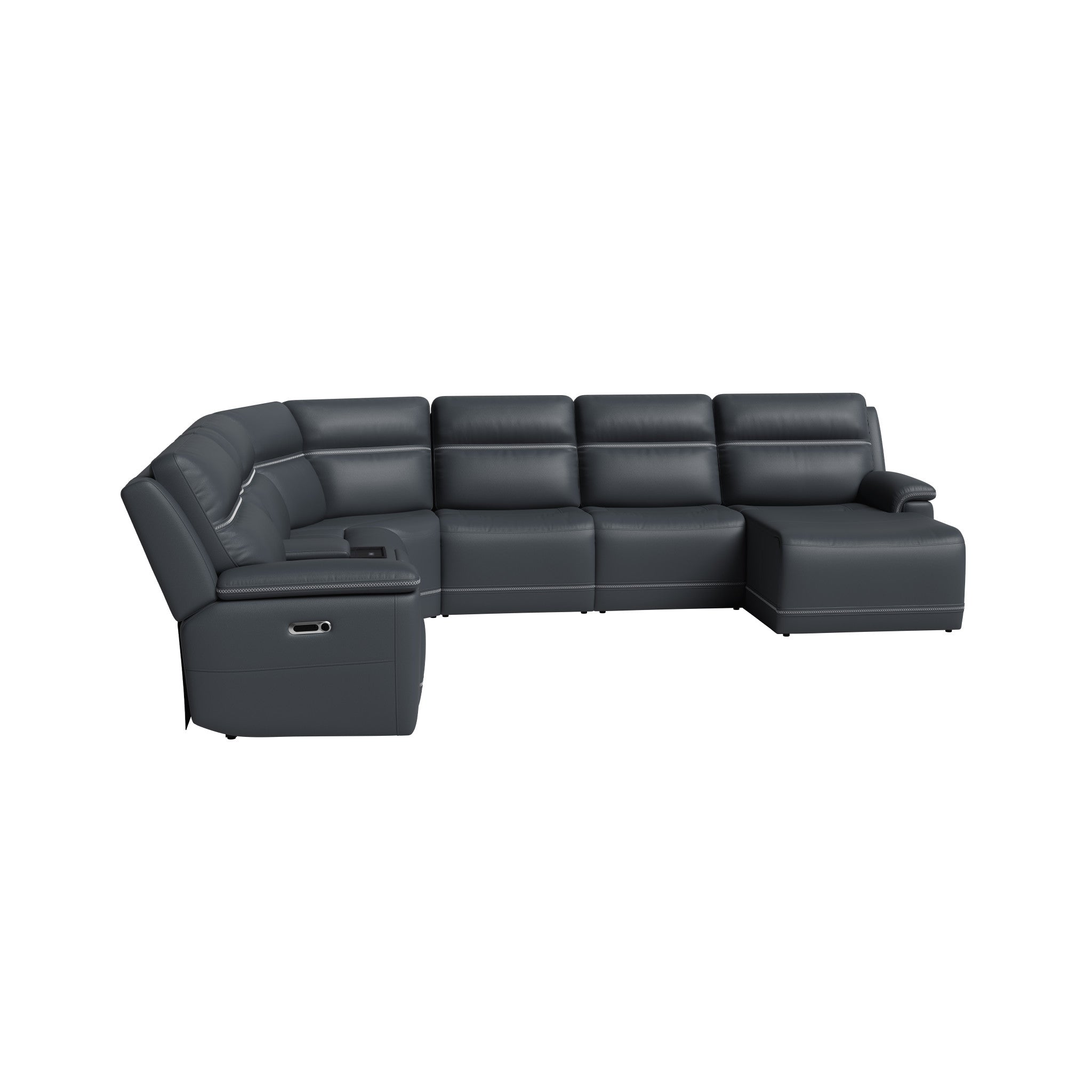 Sawyer Leather Power Reclining Sectional with Power Headrests & Lumbar