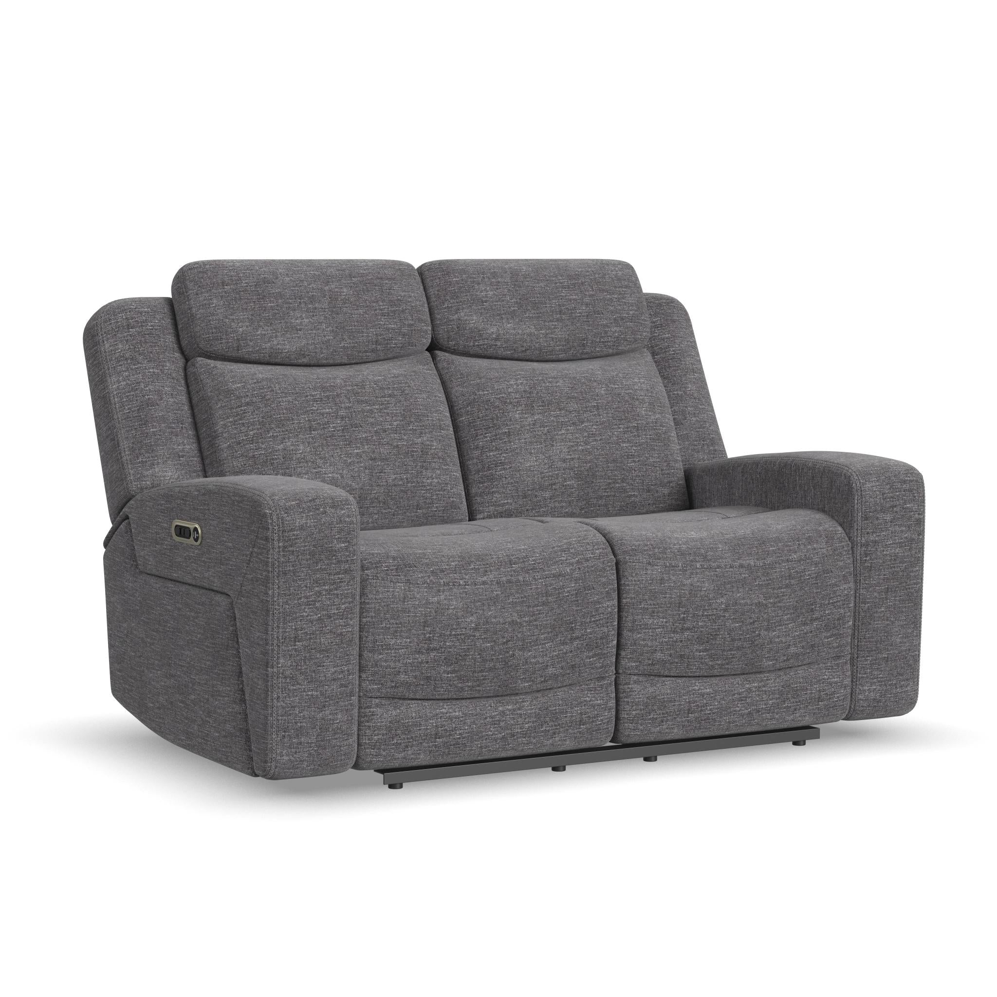 Ridge Granite Fabric Power Reclining Loveseat with Power Headrests & Lumbar