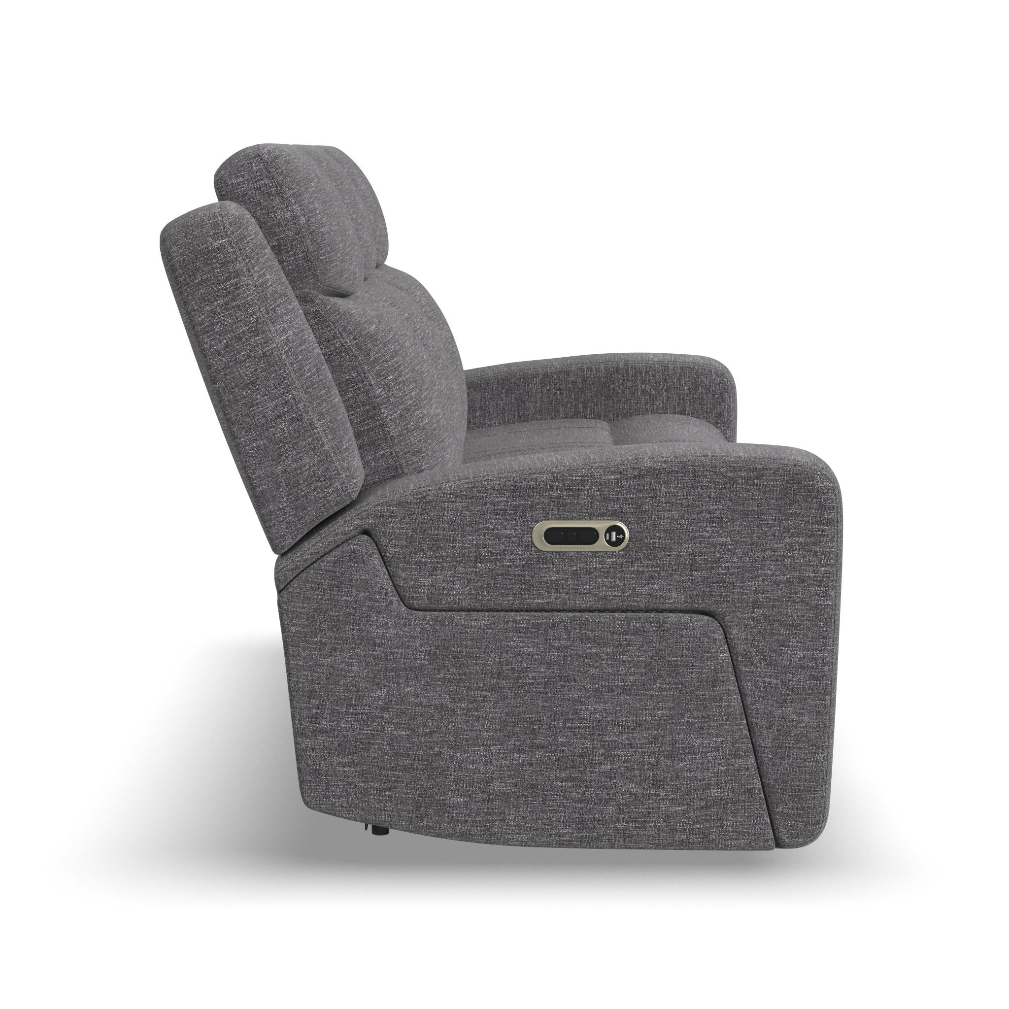 Ridge Granite Fabric Power Reclining Sofa with Power Headrests