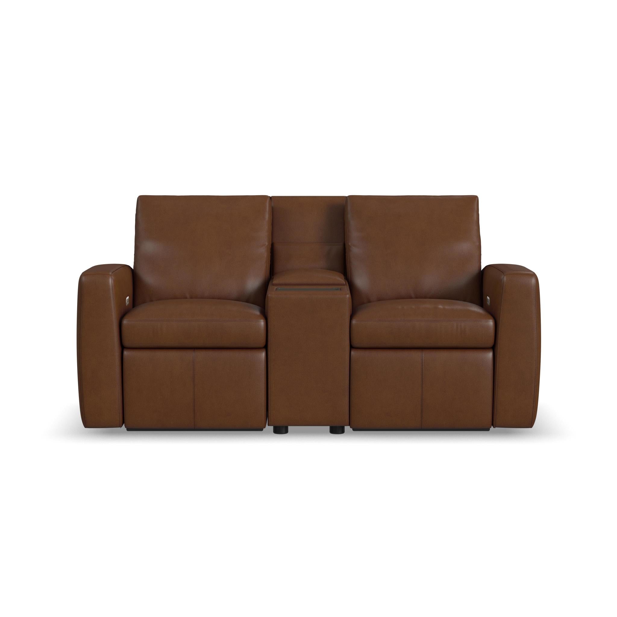 Aria Sedona Leather Power Reclining Loveseat with Console