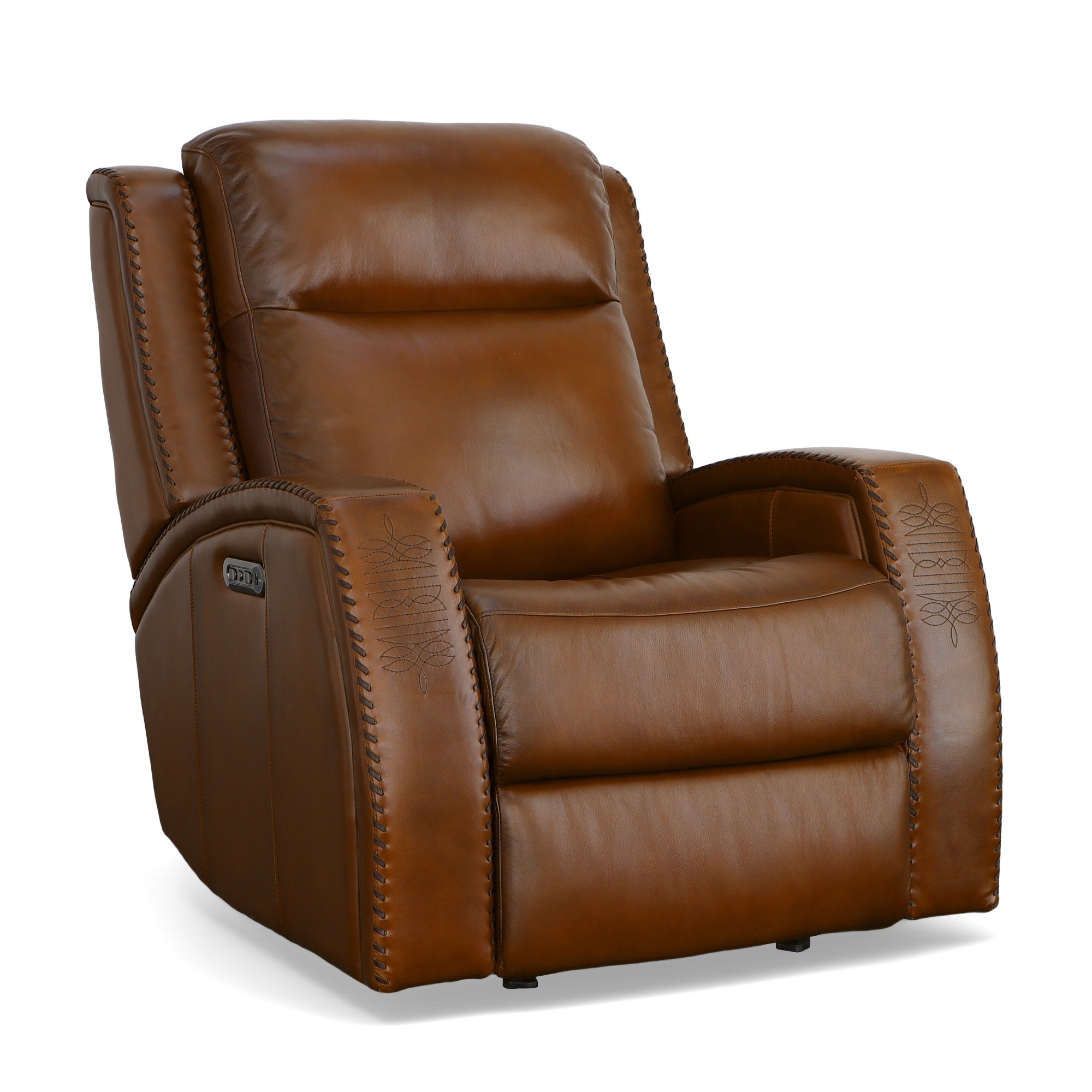 Mustang Rust Leather Power Gliding Recliner with Power Headrest