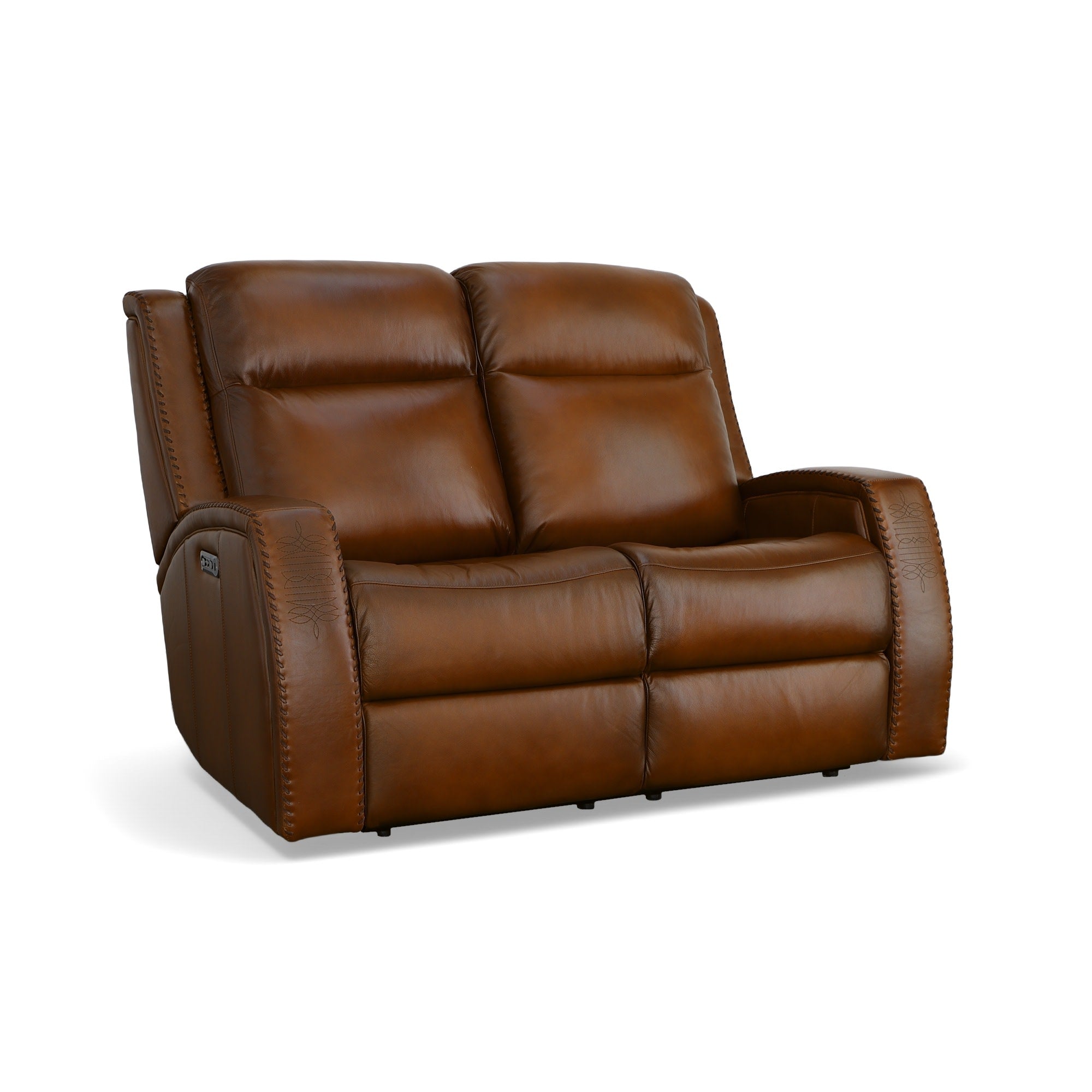 Mustang Rust Leather Power Loveseat with Power Headrest