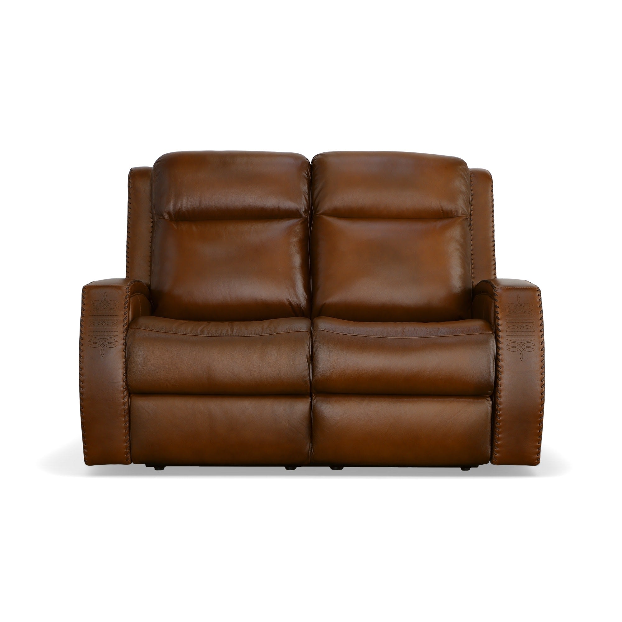 Mustang Rust Leather Power Loveseat with Power Headrest