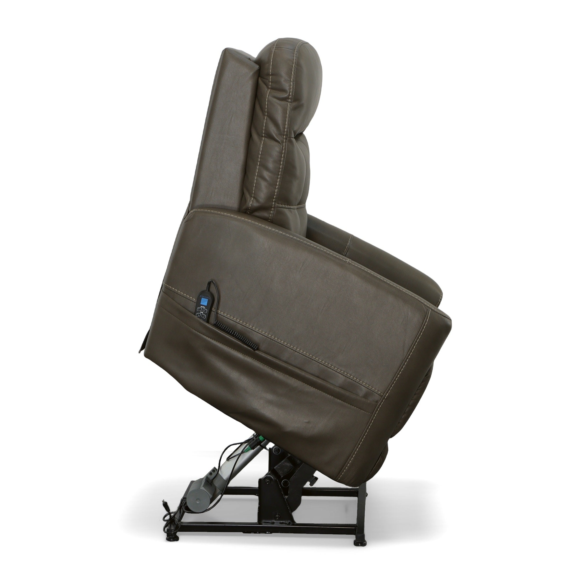 Kenner Driftwood Fabric Power Lift Recliner with Power Headrest & Lumbar