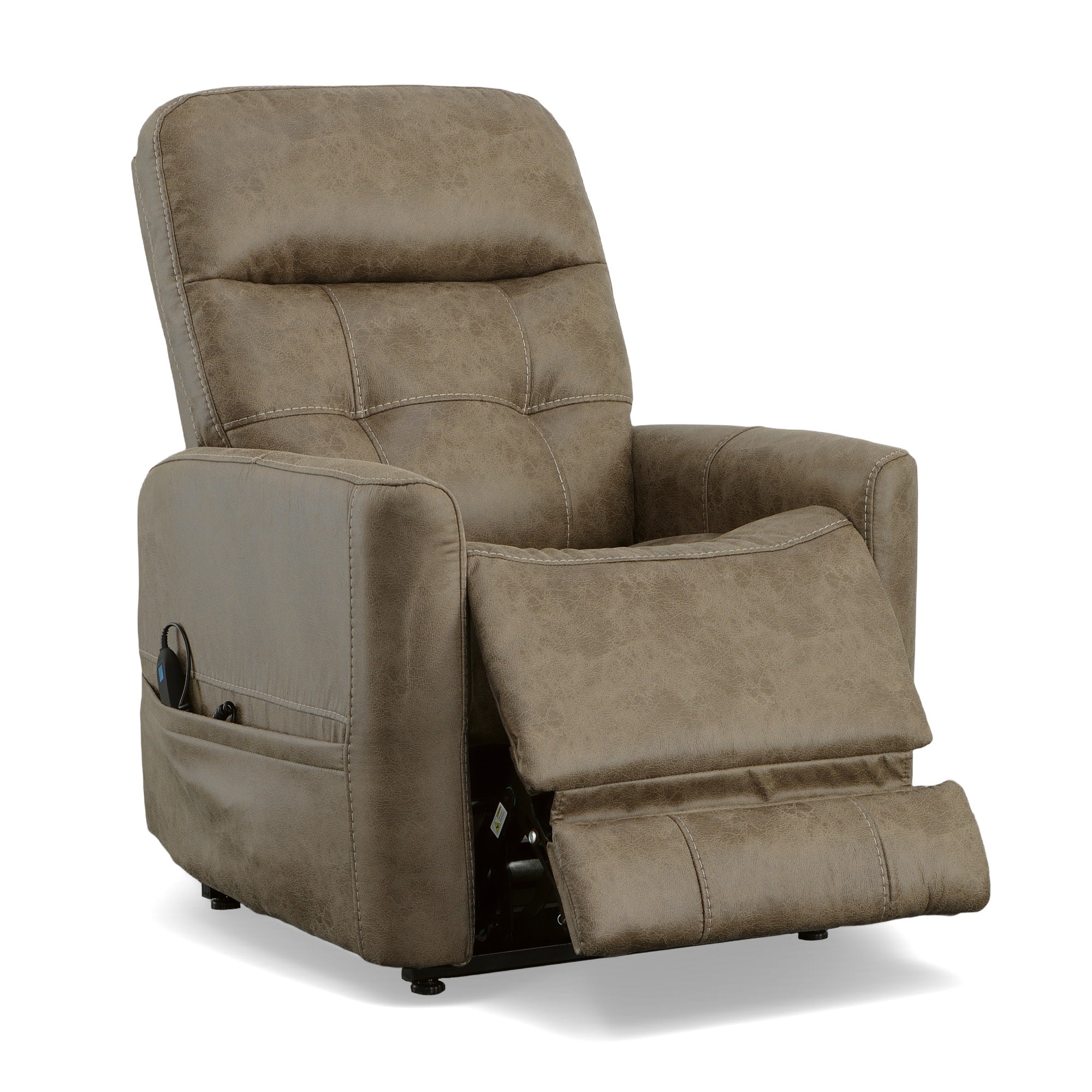 Kenner Sand Fabric Power Lift Recliner with Power Headrest & Lumbar