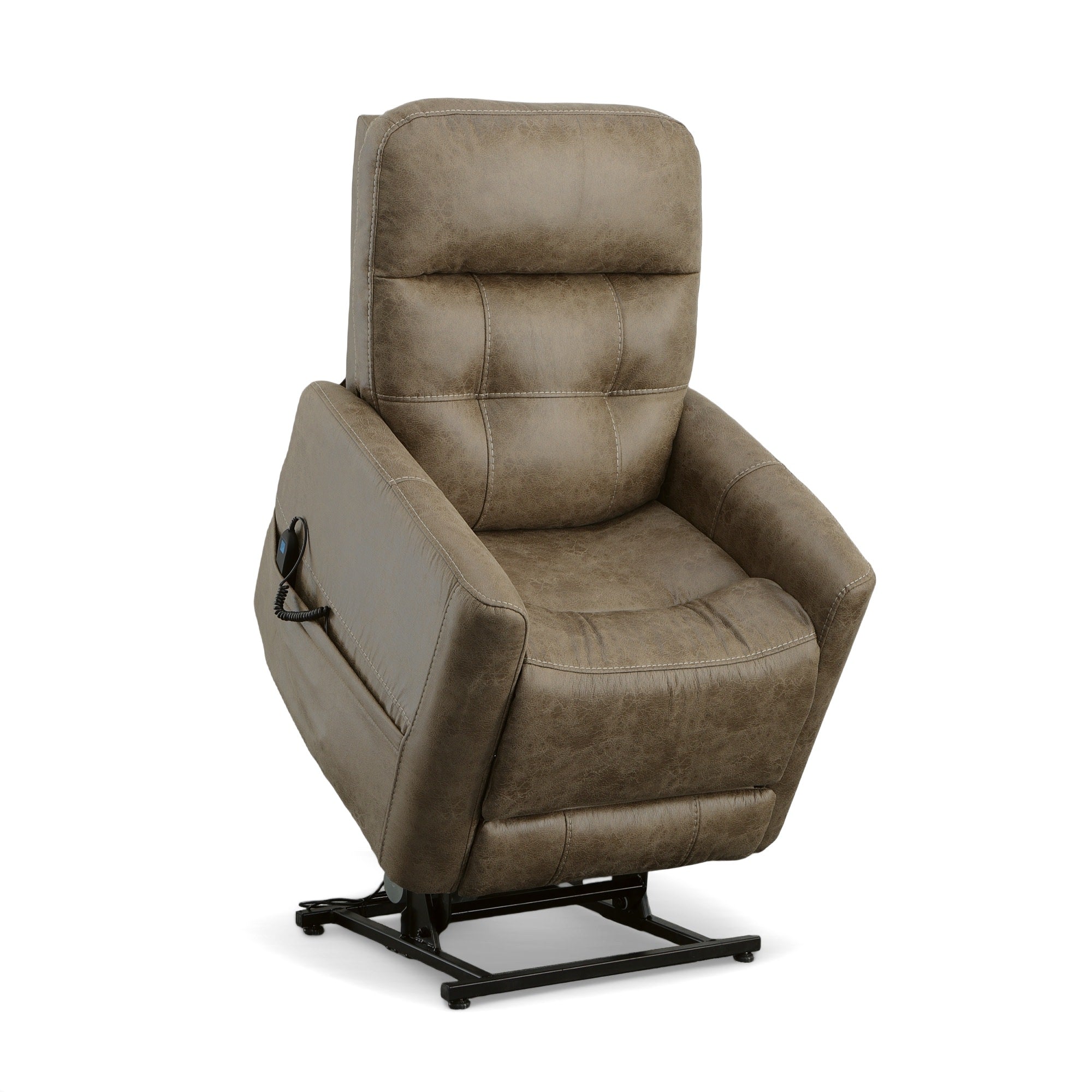 Kenner Sand Fabric Power Lift Recliner with Power Headrest & Lumbar