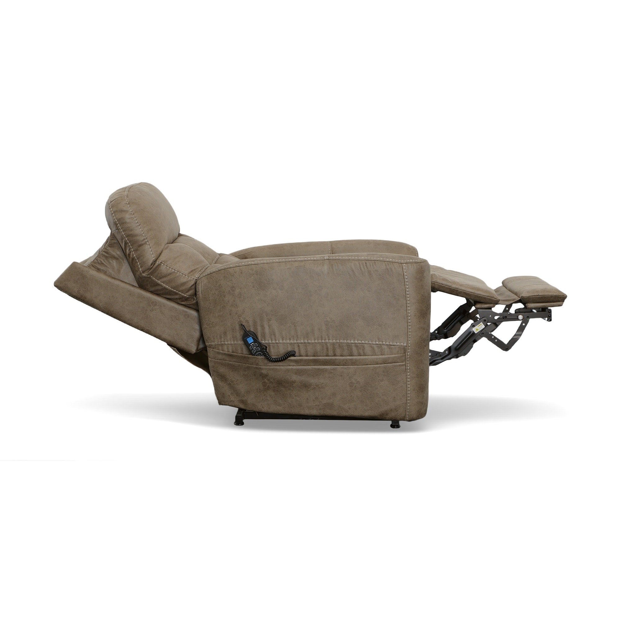 Kenner Sand Fabric Power Lift Recliner with Power Headrest & Lumbar