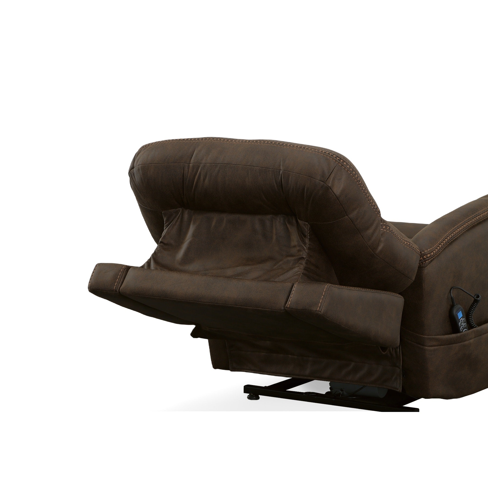 Atlas Walnut Fabric Power Lift Recliner with Power Headrest & Lumbar