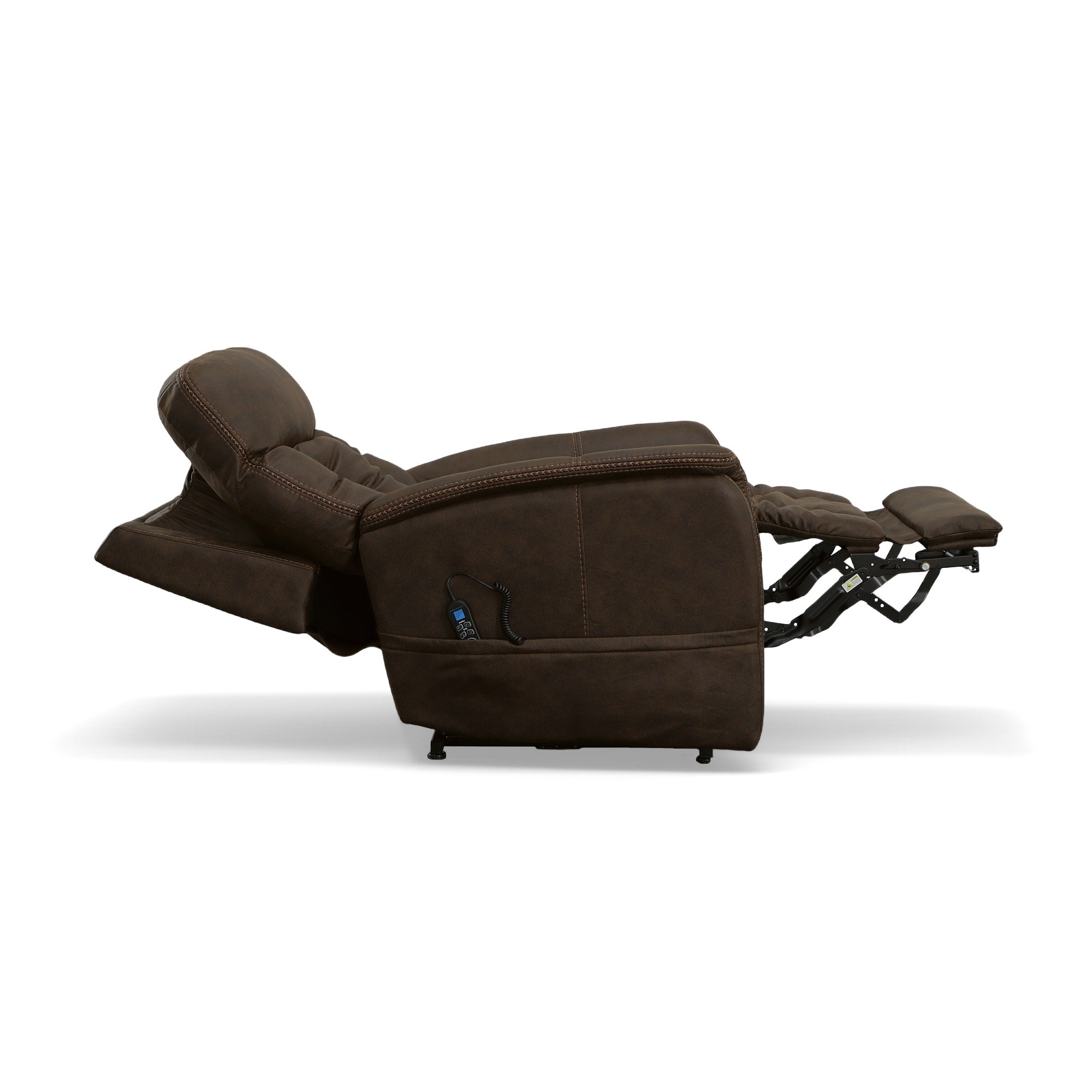 Atlas Walnut Fabric Power Lift Recliner with Power Headrest & Lumbar