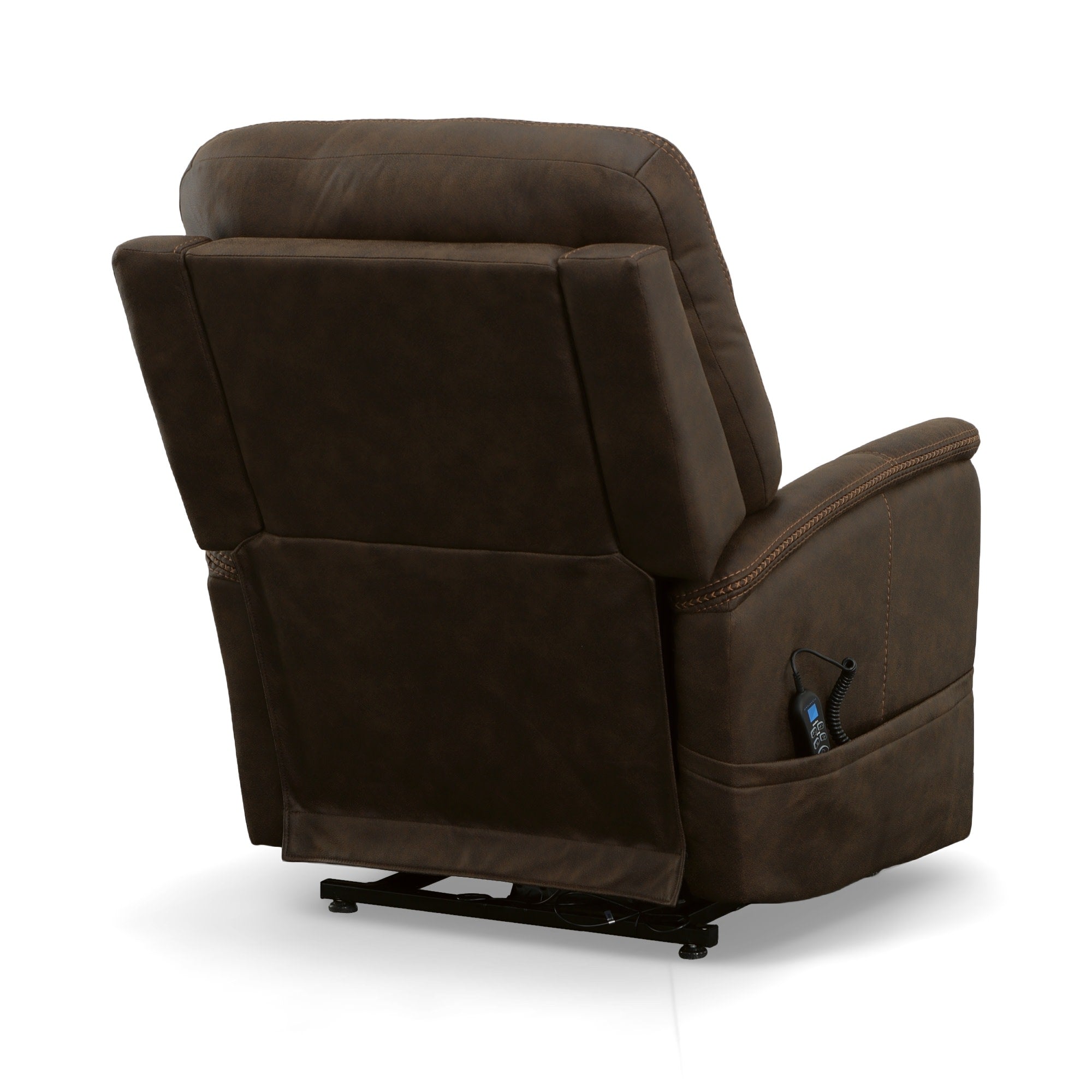 Atlas Walnut Fabric Power Lift Recliner with Power Headrest & Lumbar