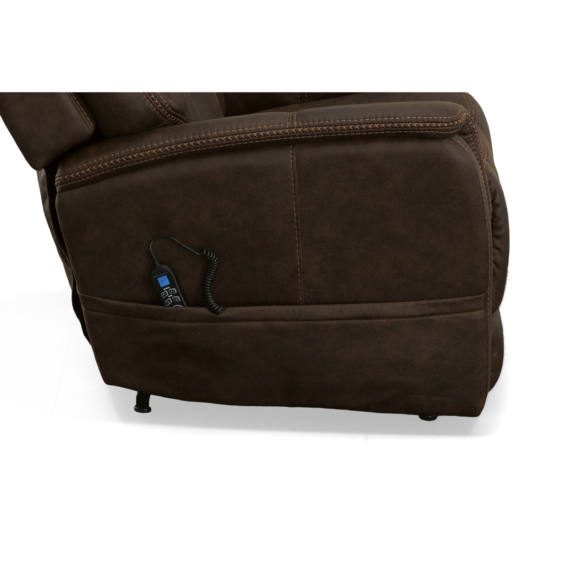 Atlas Walnut Fabric Power Lift Recliner with Power Headrest & Lumbar