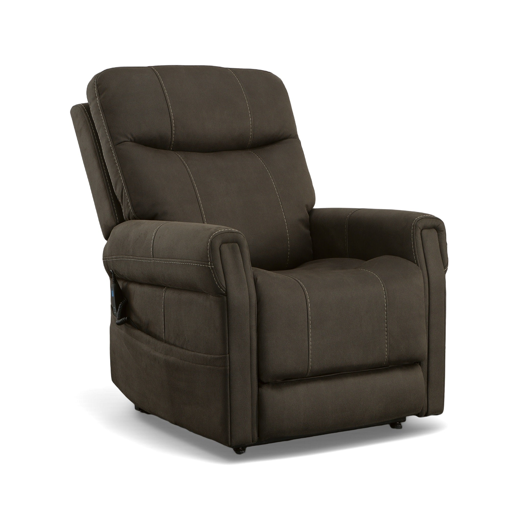 Jenkins Bark Fabric Power Lift Recliner with Right-Hand Control & Power Headrest