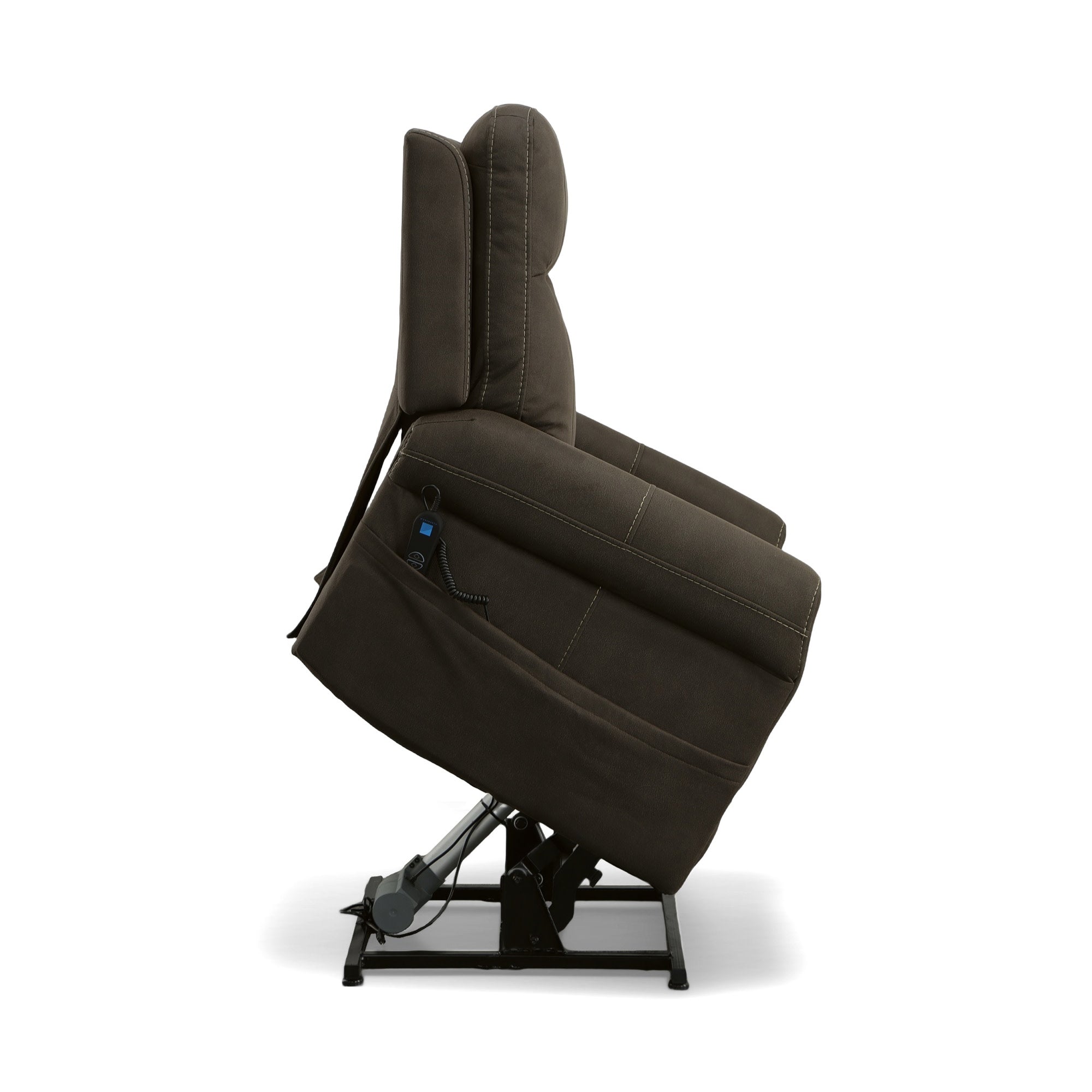 Jenkins Bark Fabric Power Lift Recliner with Right-Hand Control & Power Headrest