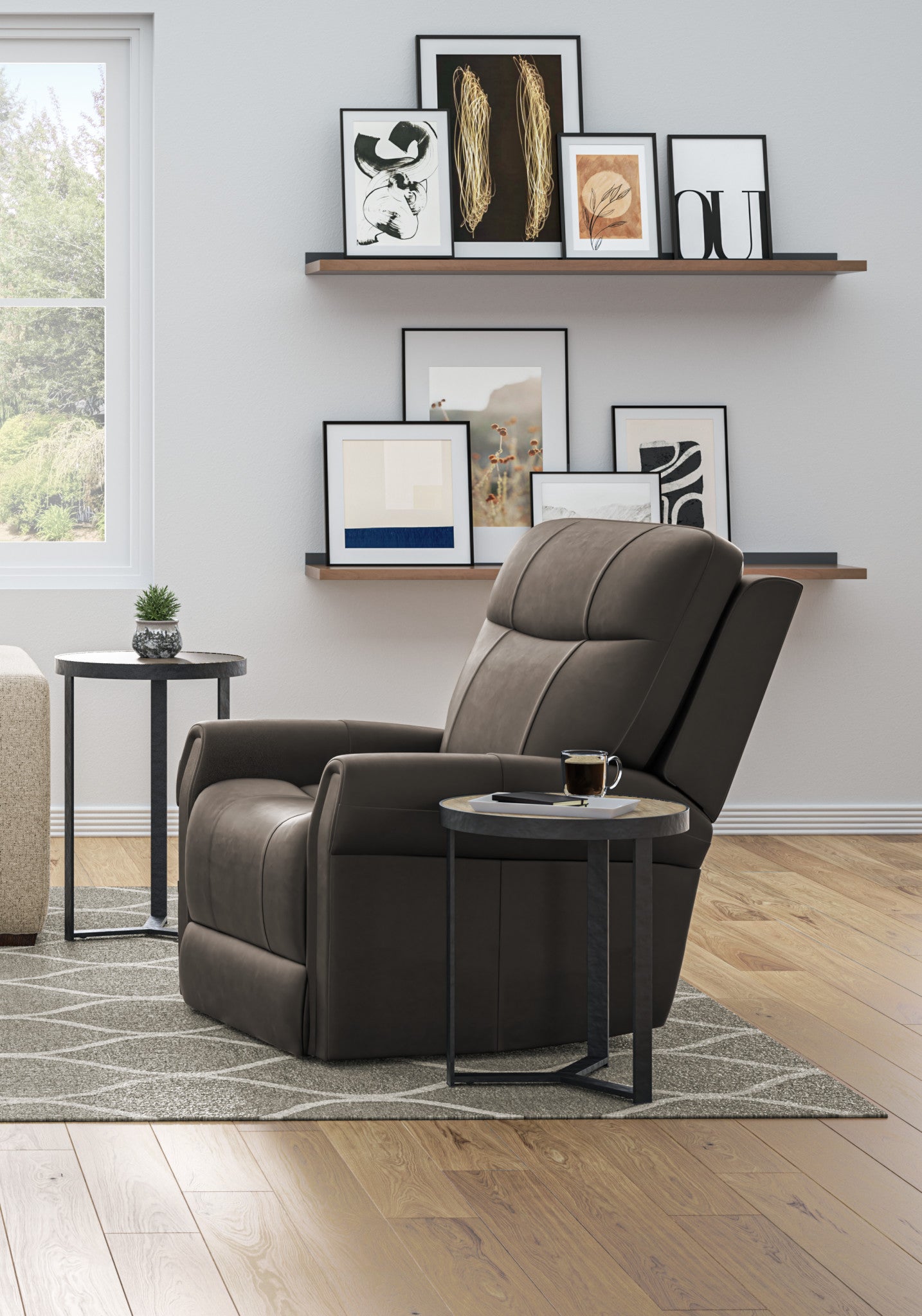 Jenkins Bark Fabric Power Lift Recliner with Right-Hand Control & Power Headrest