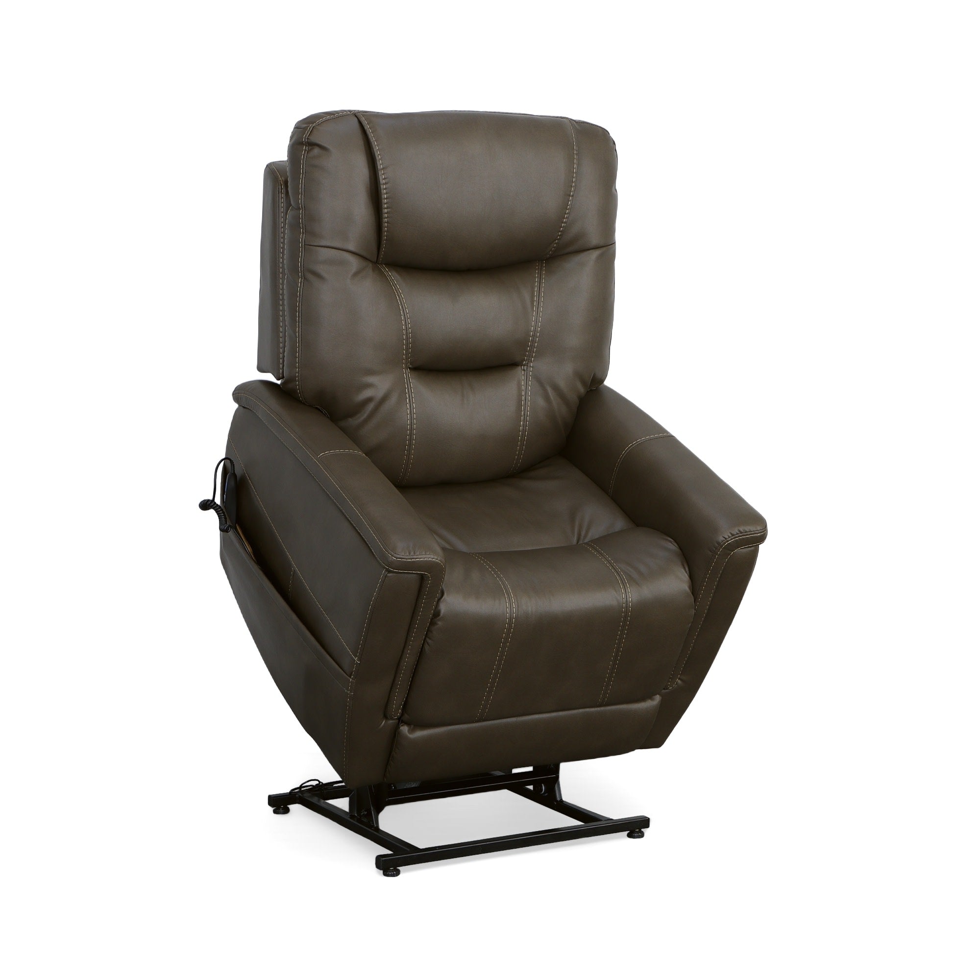 Shaw Driftwood Fabric Power Lift Recliner with Power Headrest & Lumbar